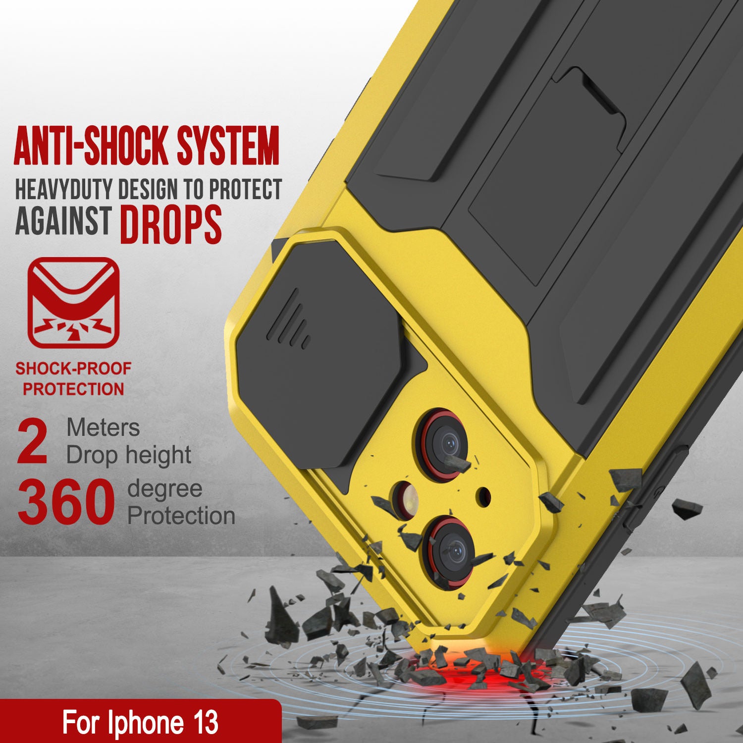 iPhone 13 Metal 2.0 Case, Heavy Duty Military Grade Armor Cover [shock proof] Full Body Hard [Neon]