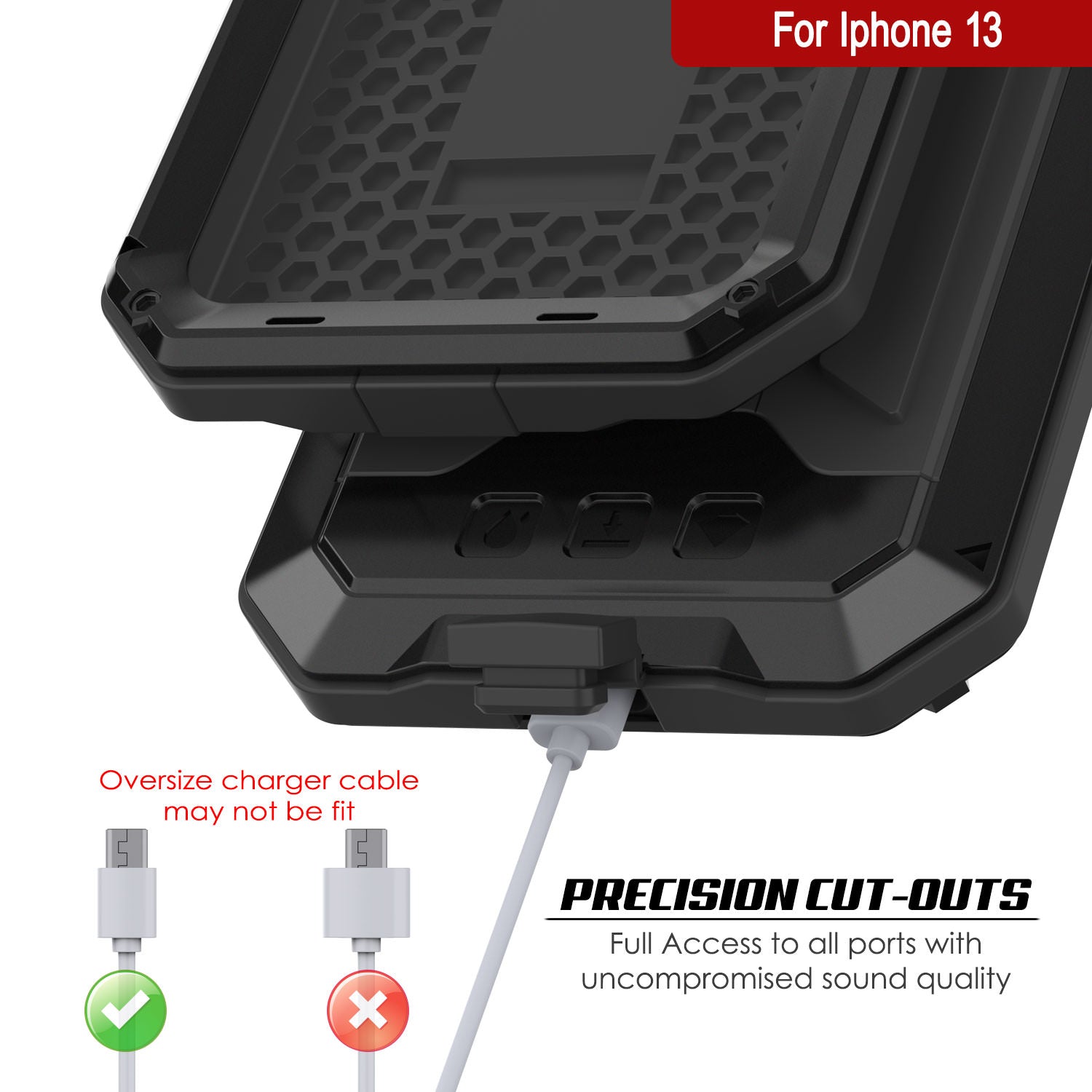 iPhone 13 Metal 2.0 Case, Heavy Duty Military Grade Armor Cover [shock proof] Full Body Hard [Black]