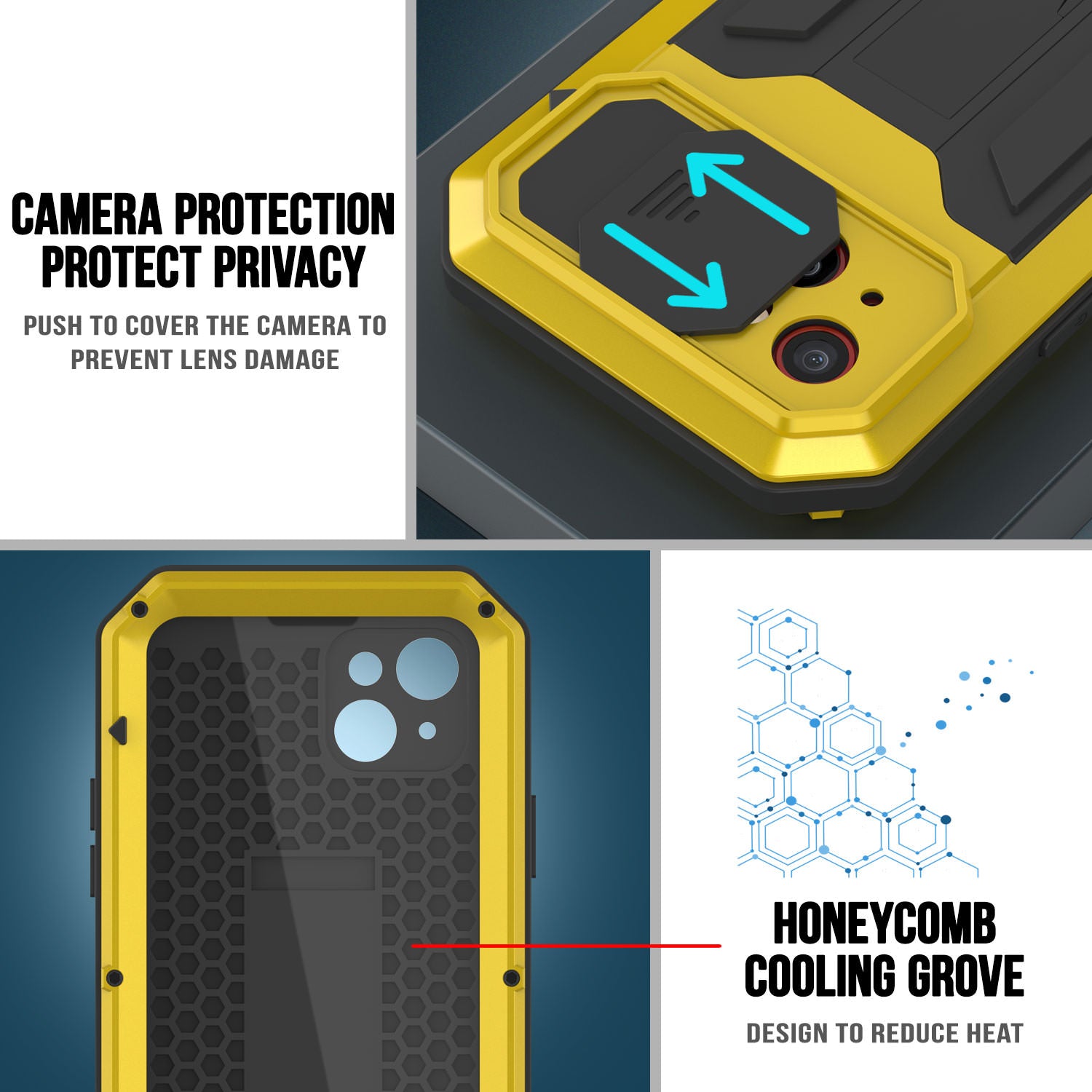 iPhone 13 Metal 2.0 Case, Heavy Duty Military Grade Armor Cover [shock proof] Full Body Hard [Neon]