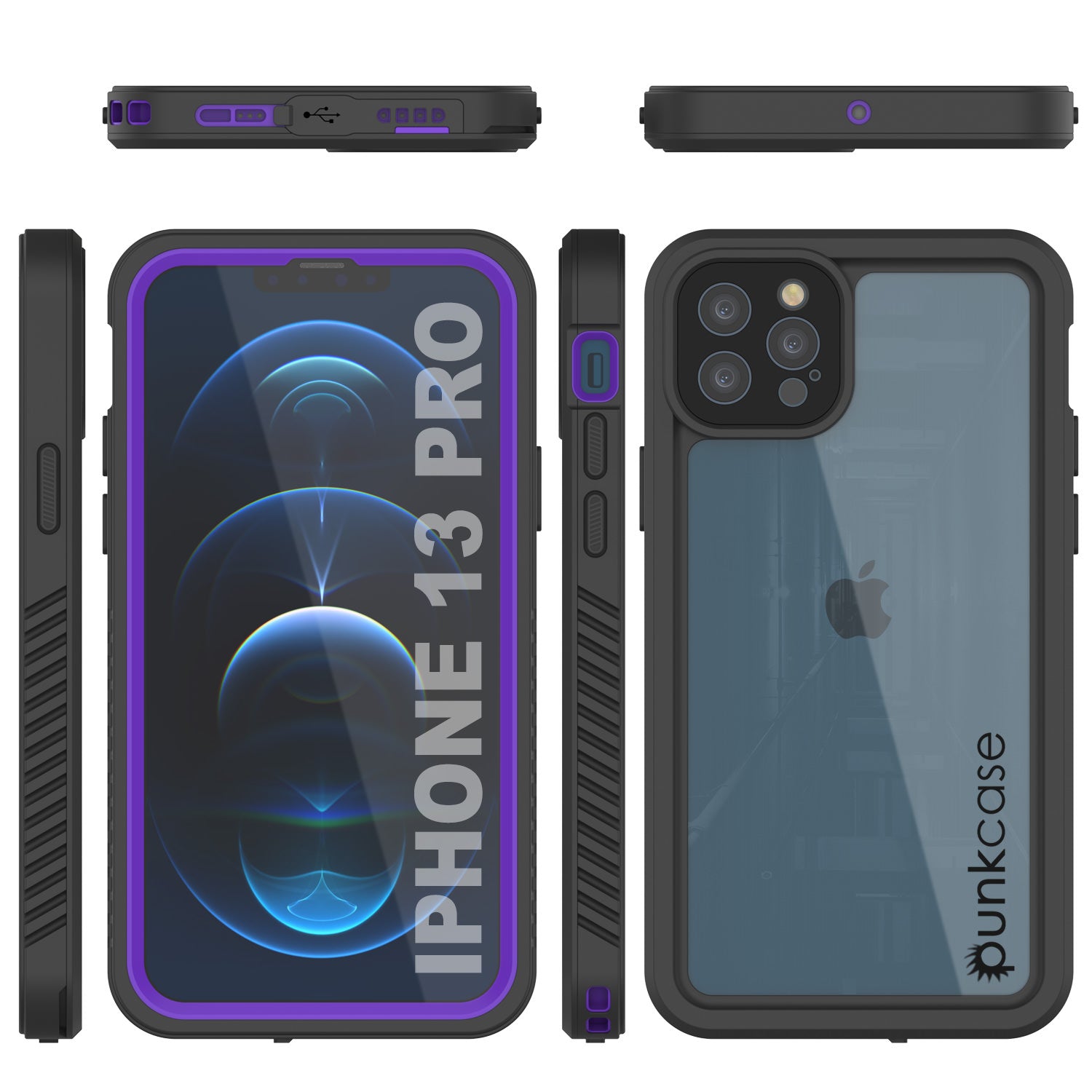 iPhone 13 Pro  Waterproof Case, Punkcase [Extreme Series] Armor Cover W/ Built In Screen Protector [Purple]