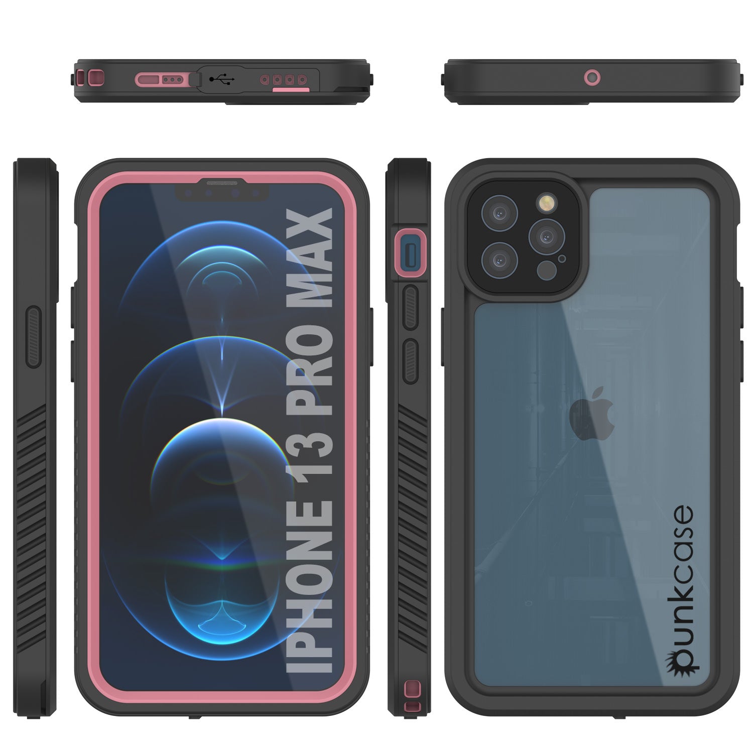 iPhone 13 Pro Max  Waterproof Case, Punkcase [Extreme Series] Armor Cover W/ Built In Screen Protector [Pink]