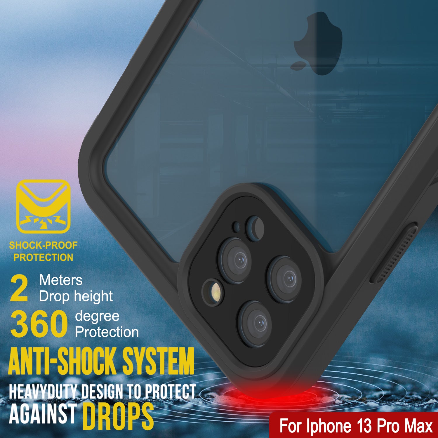 Waterproof Case for iPhone 13 Pro Max - Black