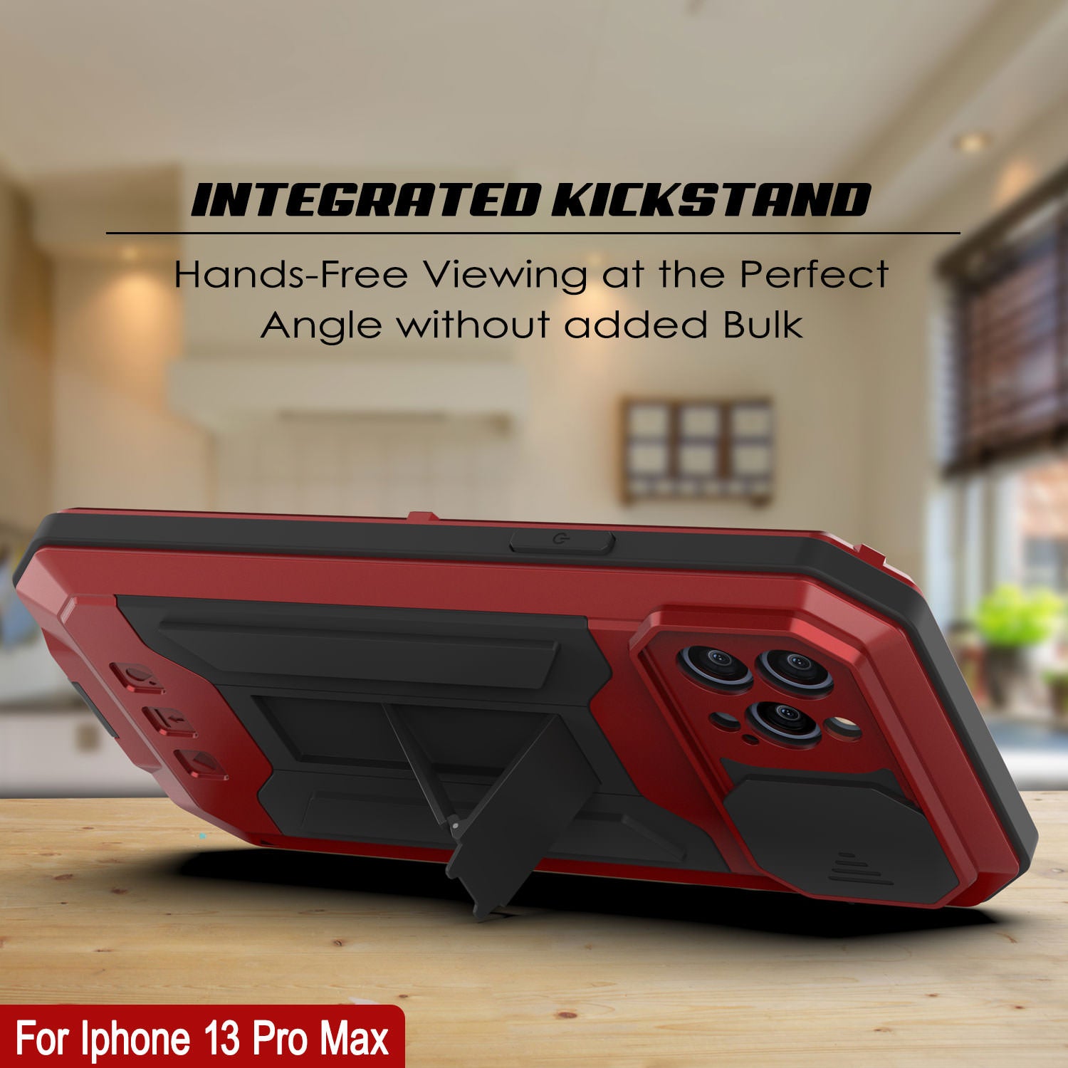 iPhone 13 Pro Max Metal 2.0 Case, Heavy Duty Military Grade Armor Cover [shock proof] Full Body Hard [Red]