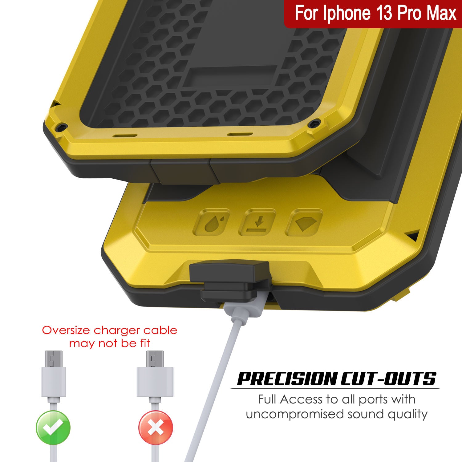 iPhone 13 Pro Max Metal 2.0 Case, Heavy Duty Military Grade Armor Cover [shock proof] Full Body Hard [Neon]