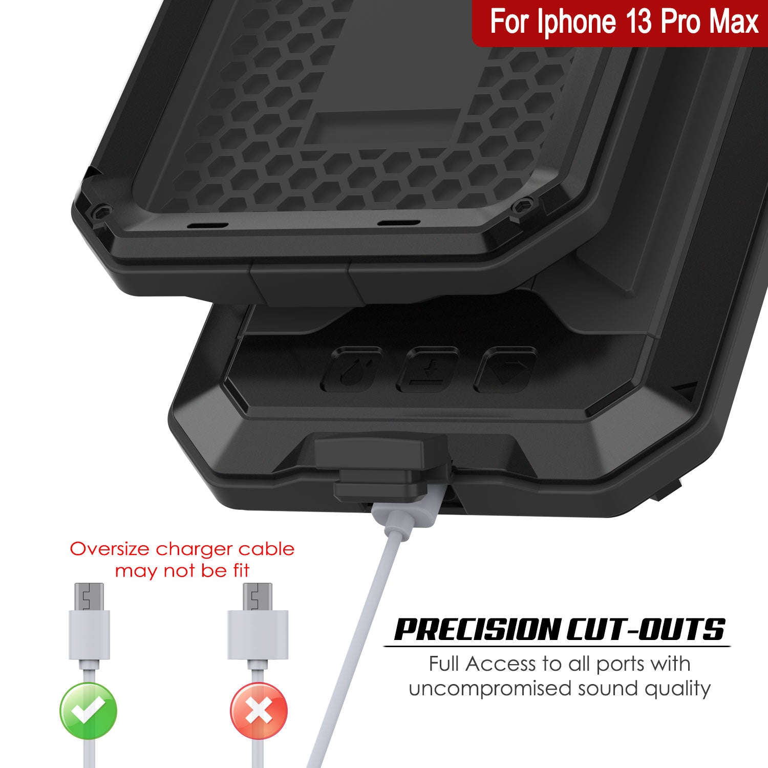 iPhone 13 Pro Max Metal 2.0 Case, Heavy Duty Military Grade Armor Cover [shock proof] Full Body Hard [Black]