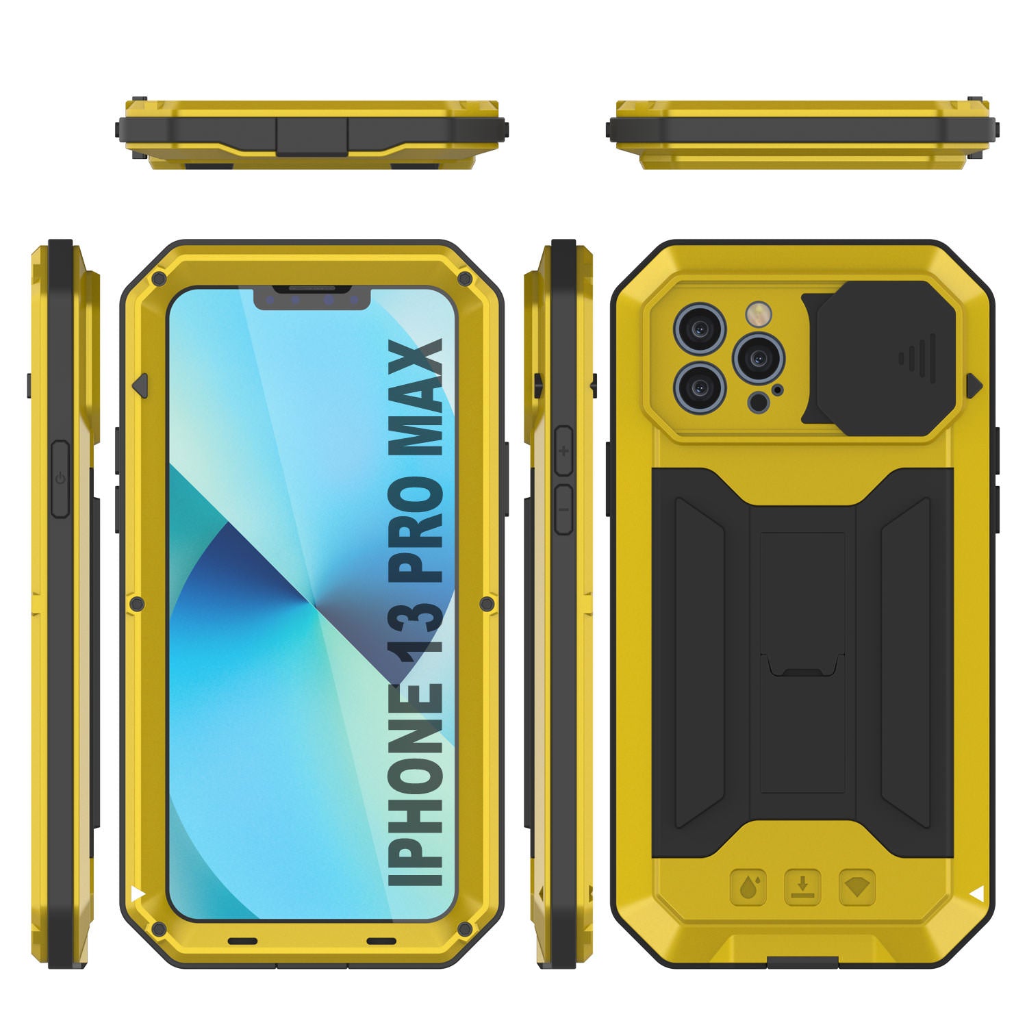 iPhone 13 Pro Max Metal 2.0 Case, Heavy Duty Military Grade Armor Cover [shock proof] Full Body Hard [Neon]