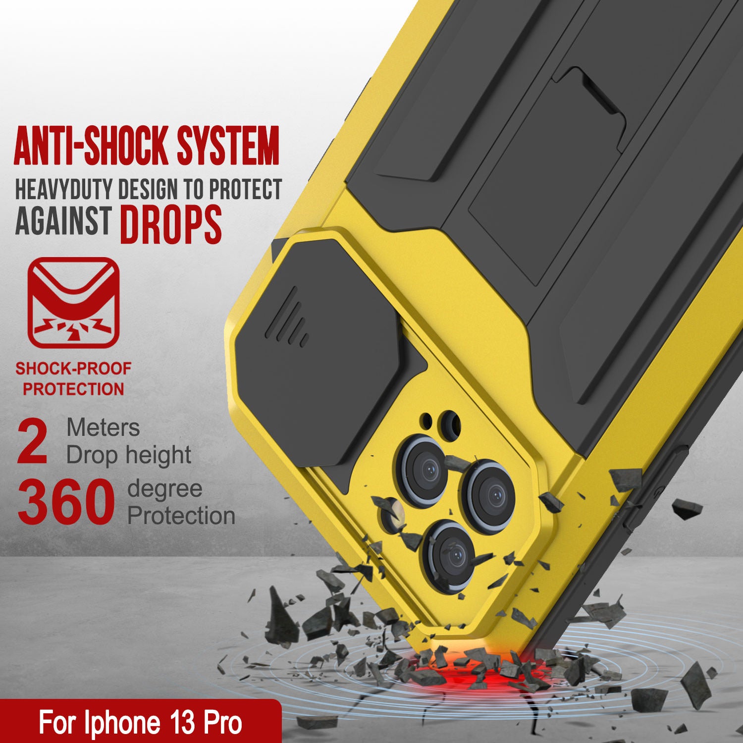 iPhone 13 Pro Metal 2.0 Case, Heavy Duty Military Grade Armor Cover [shock proof] Full Body Hard [Neon]