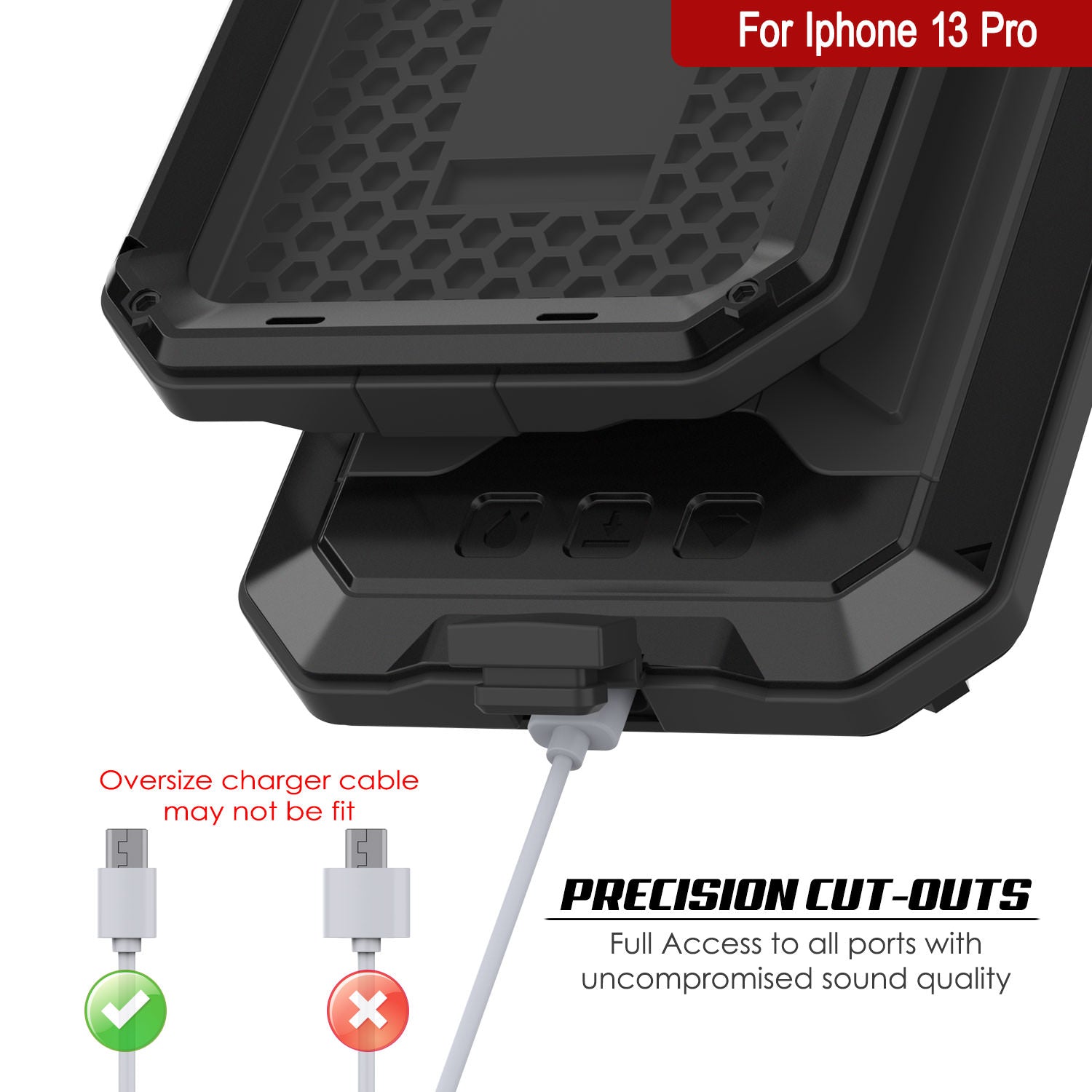 iPhone 13 Pro Metal 2.0 Case, Heavy Duty Military Grade Armor Cover [shock proof] Full Body Hard [Black]