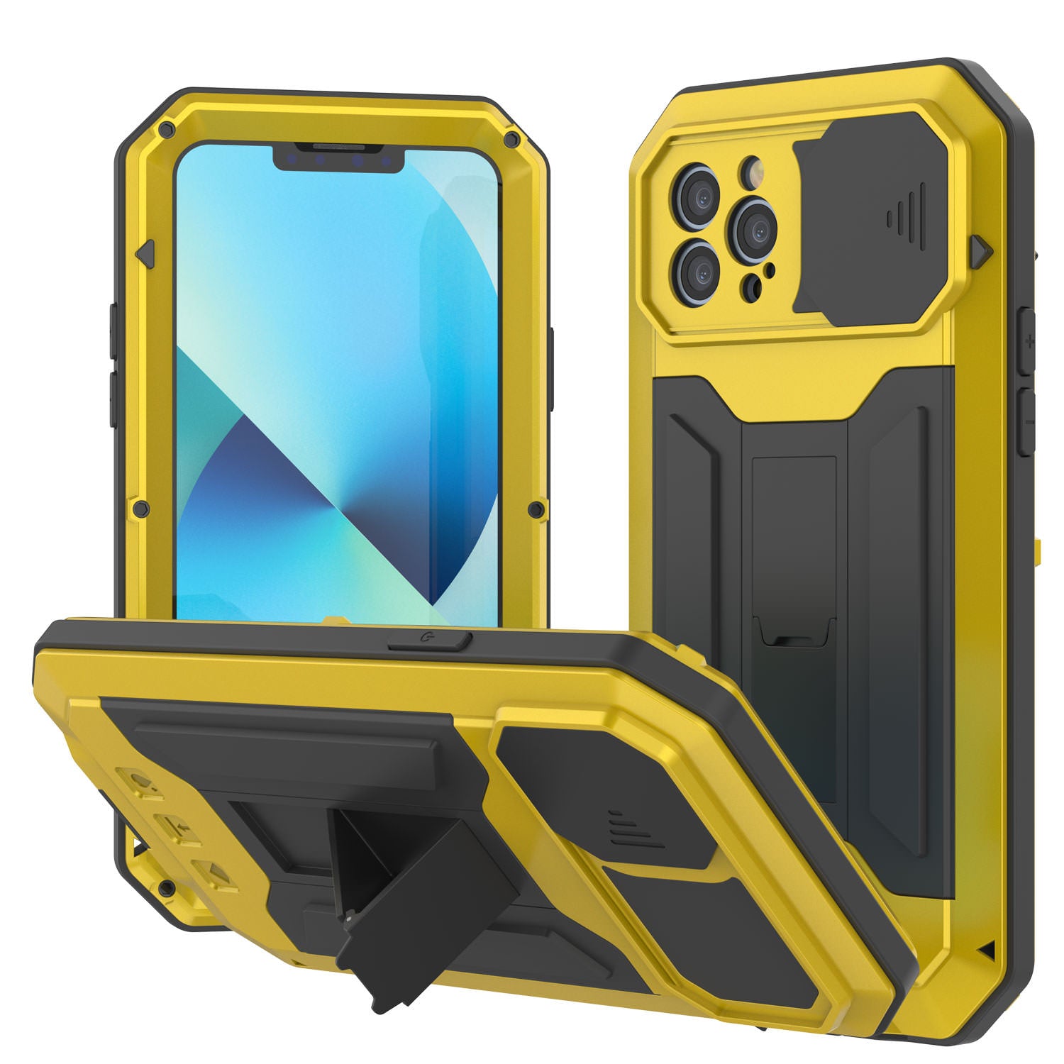 iPhone 13 Pro Metal 2.0 Case, Heavy Duty Military Grade Armor Cover [shock proof] Full Body Hard [Neon]