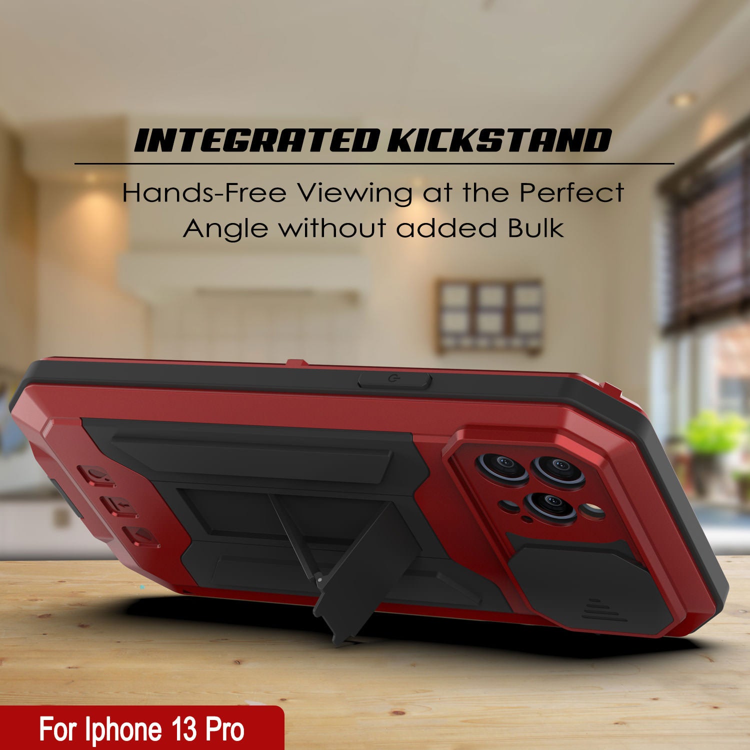 iPhone 13 Pro Metal 2.0 Case, Heavy Duty Military Grade Armor Cover [shock proof] Full Body Hard [Red]