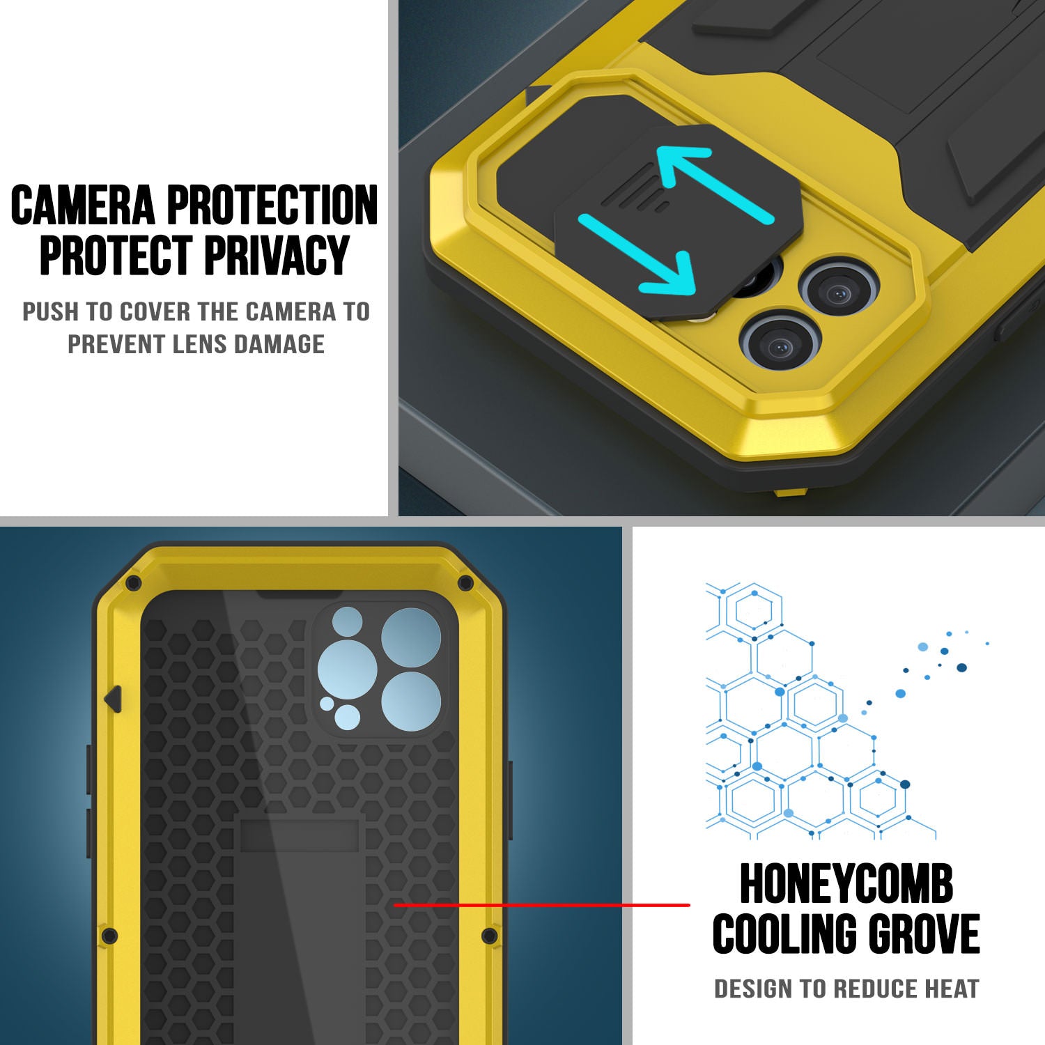 iPhone 13 Pro Metal 2.0 Case, Heavy Duty Military Grade Armor Cover [shock proof] Full Body Hard [Neon]