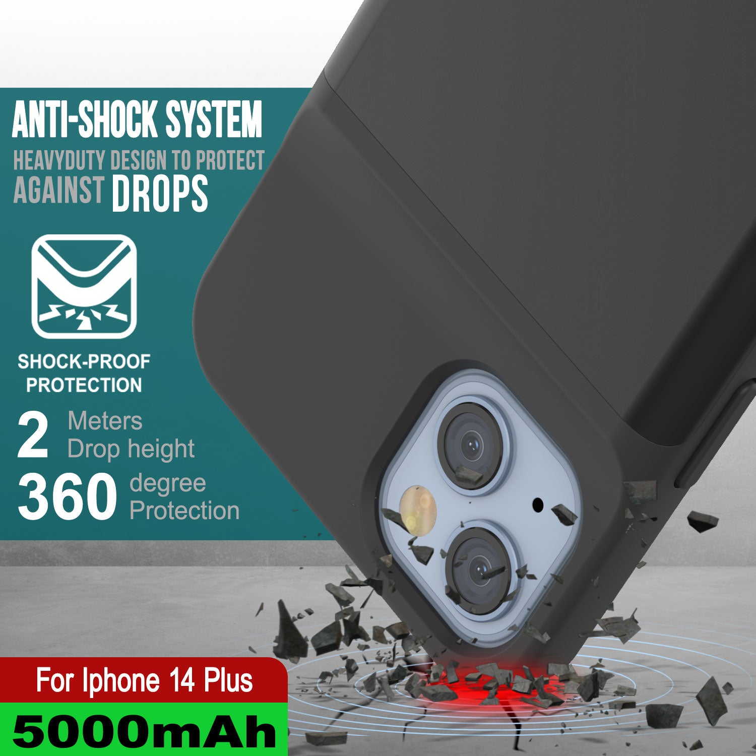 Tech-Protect case PowerCase 5000mAh Apple iPhone 14 Plus/14 Pro Max, black  (9490713927458)