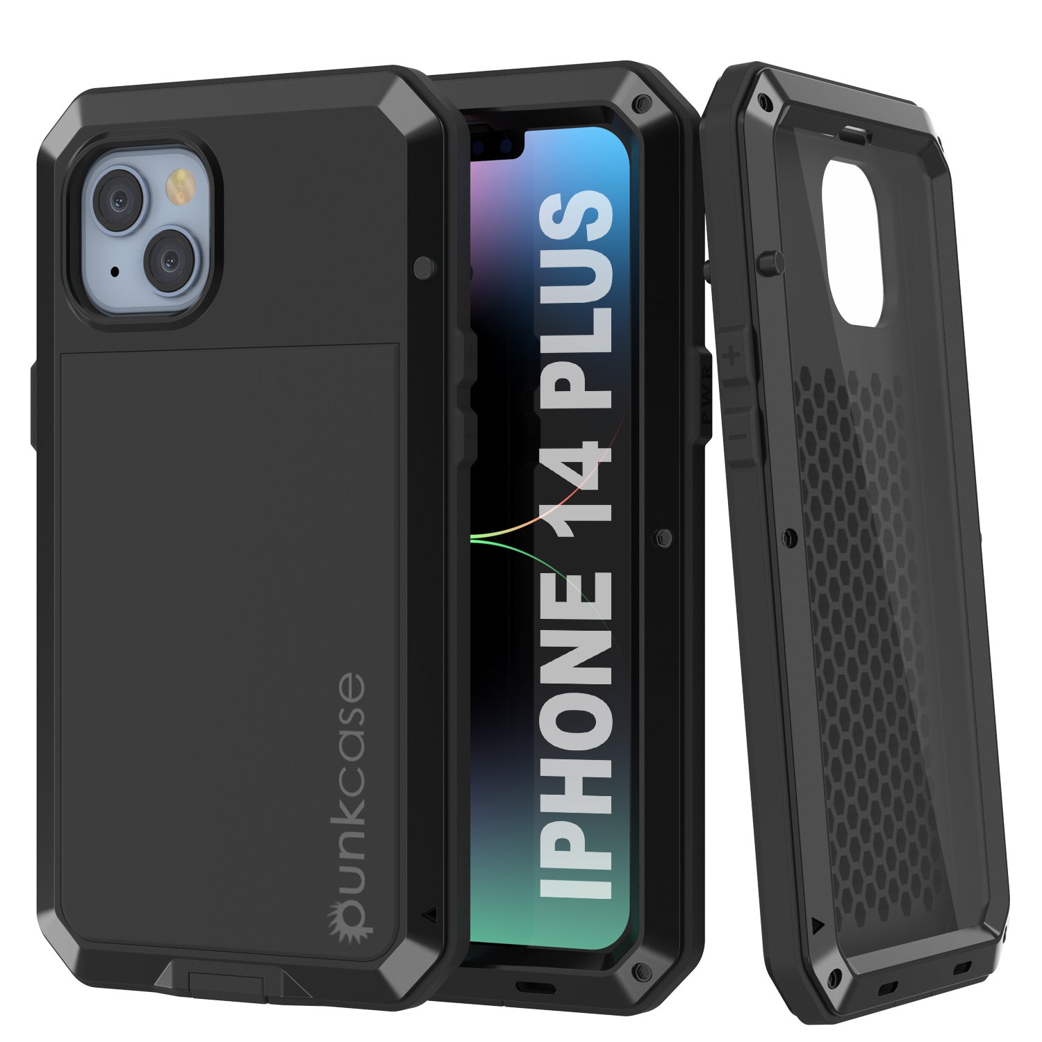 iPhone 14 Plus Metal Case, Heavy Duty Military Grade Armor Cover [shock proof] Full Body Hard [Black]