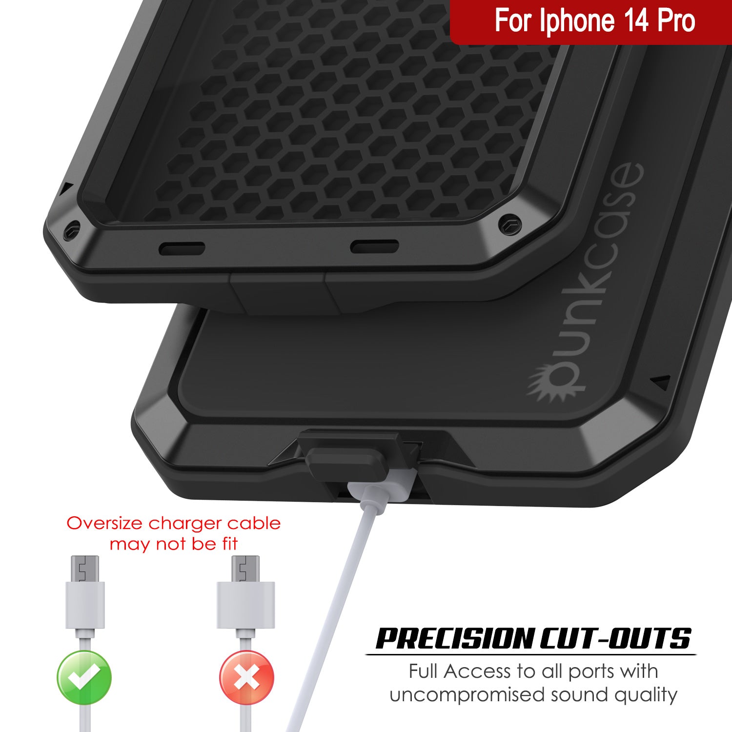 iPhone 14 Pro Metal Case, Heavy Duty Military Grade Armor Cover [shock proof] Full Body Hard [Black]