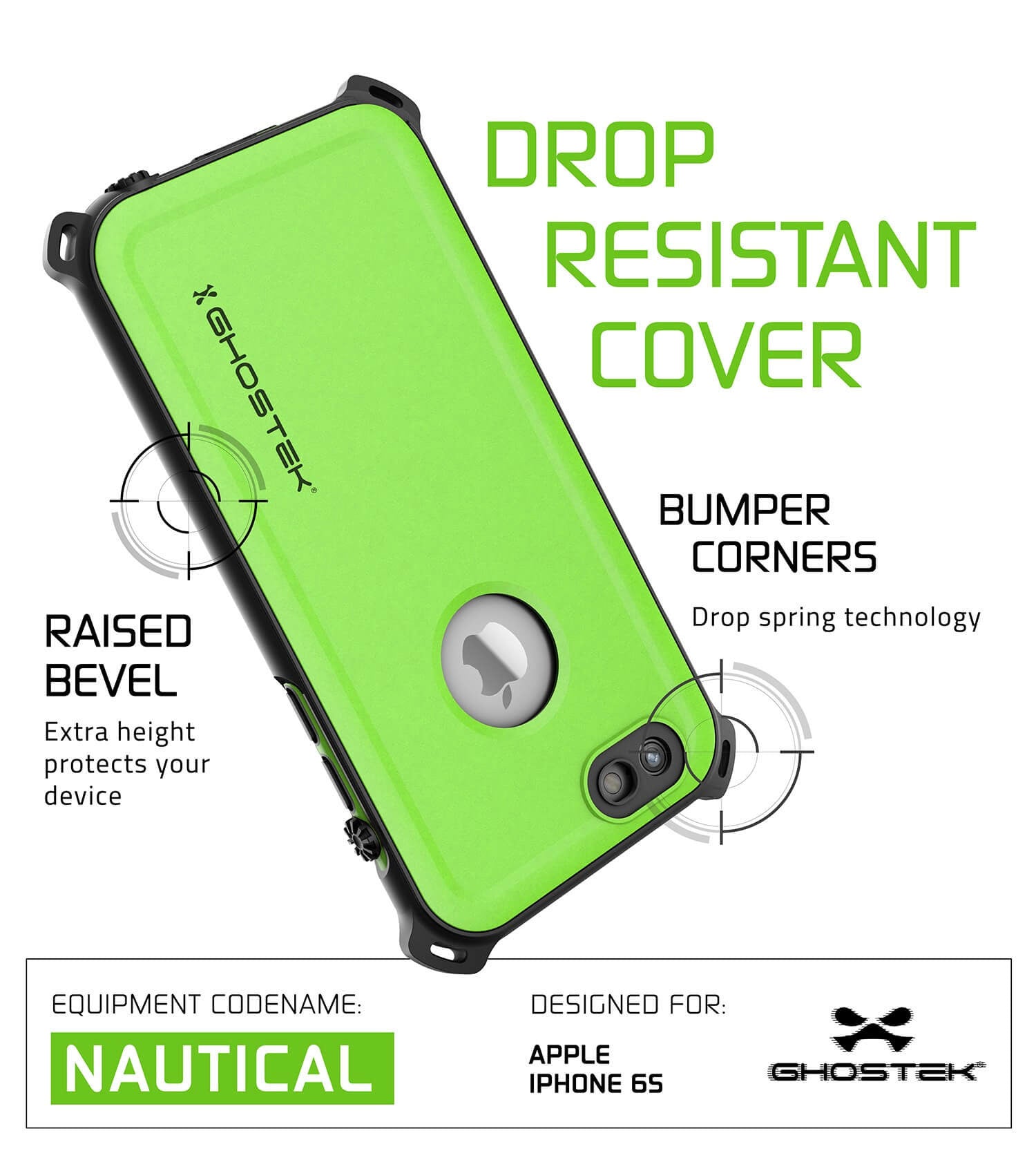 iPhone 6S/6 Waterproof Case, Ghostek® Nautical Green Series| Underwater | Aluminum Frame | Ultra Fit