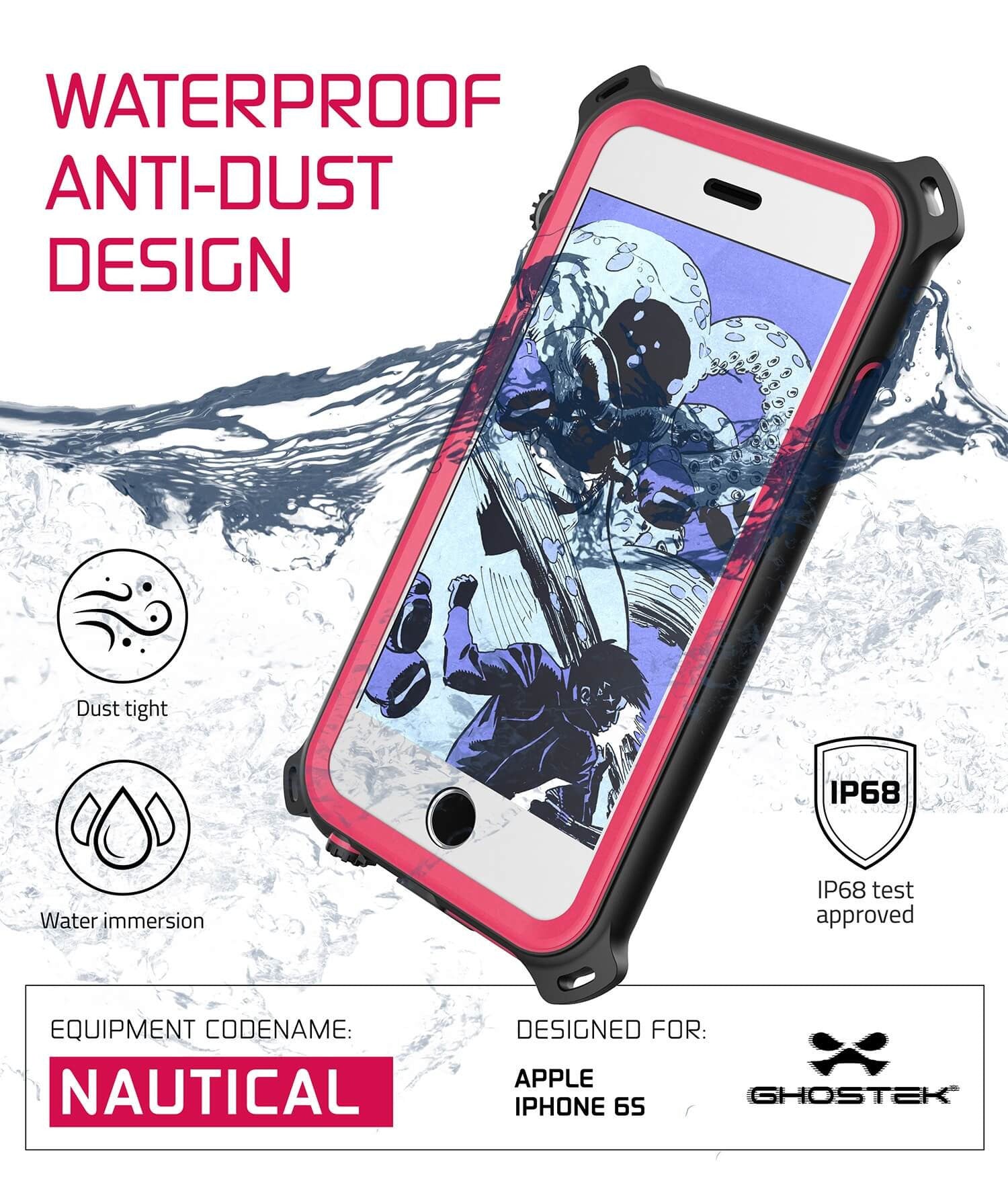 iPhone 6S/6 Waterproof Case, Ghostek® Nautical Pink Series| Underwater | Aluminum Frame | Ultra Fit