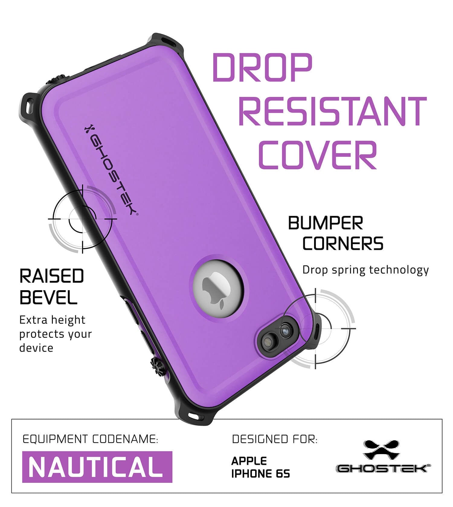 iPhone 6S/6 Waterproof Case, Ghostek® Nautical Purple Series| Underwater | Aluminum Frame