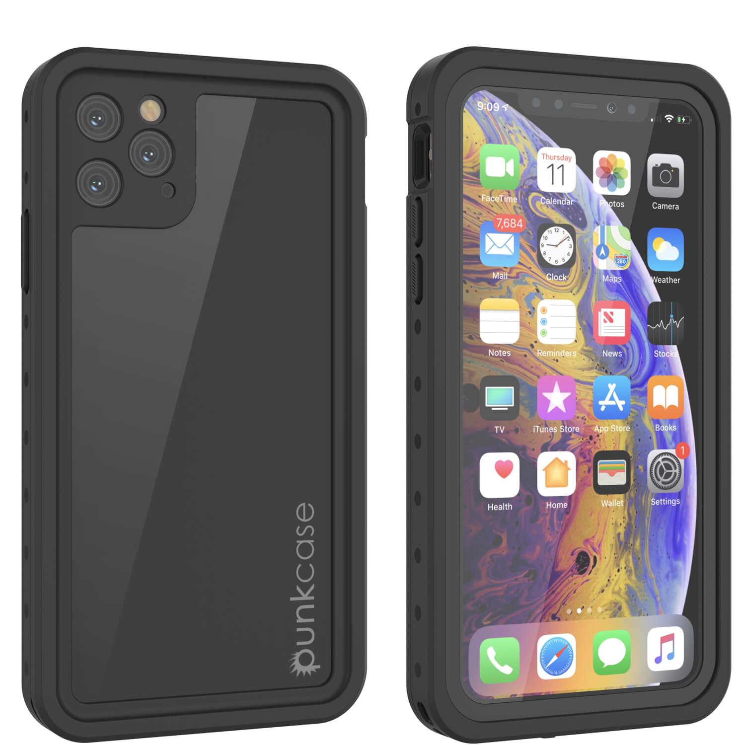 iPhone 11 Pro Waterproof IP68 Case, Punkcase [Black] [StudStar Series] [Slim Fit]