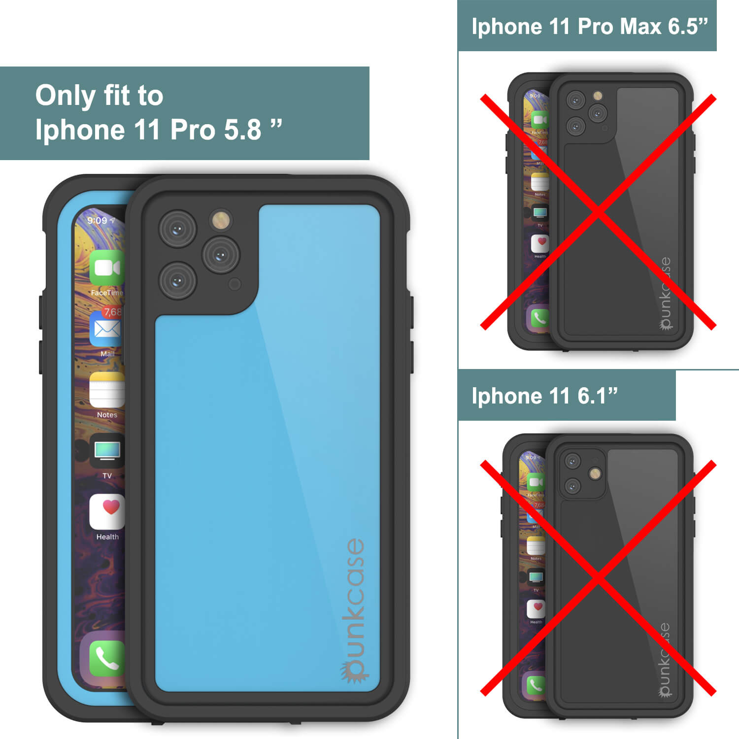iPhone 11 Pro Max Waterproof IP68 Case, Punkcase [Light blue] [StudStar Series] [Slim Fit] [Dirtproof]