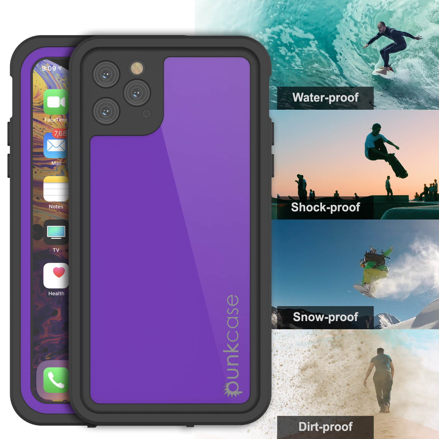 iPhone 11 Pro Max Waterproof IP68 Case, Punkcase [Purple] [StudStar Series] [Slim Fit] [Dirtproof]