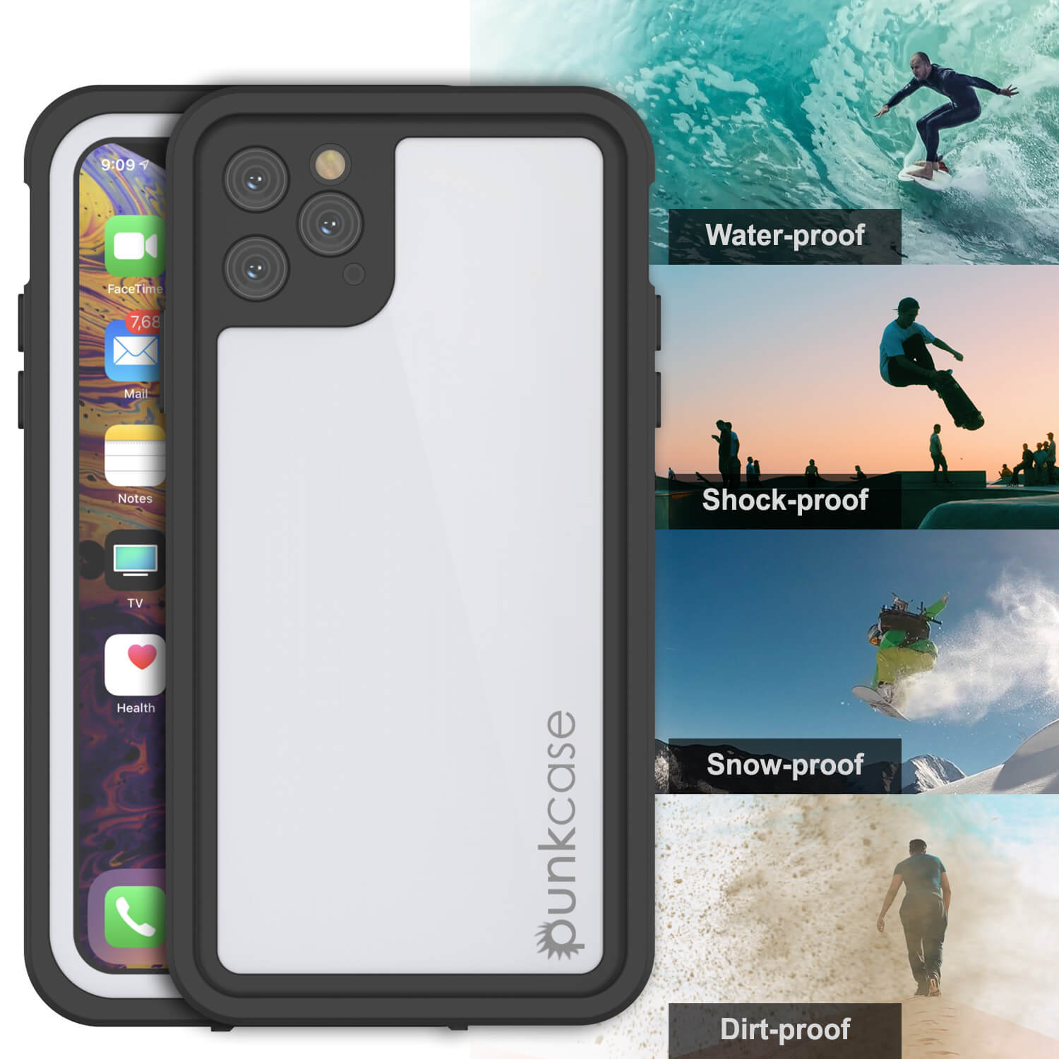 iPhone 11 Pro Max Waterproof IP68 Case, Punkcase [White] [StudStar Series] [Slim Fit] [Dirtproof]
