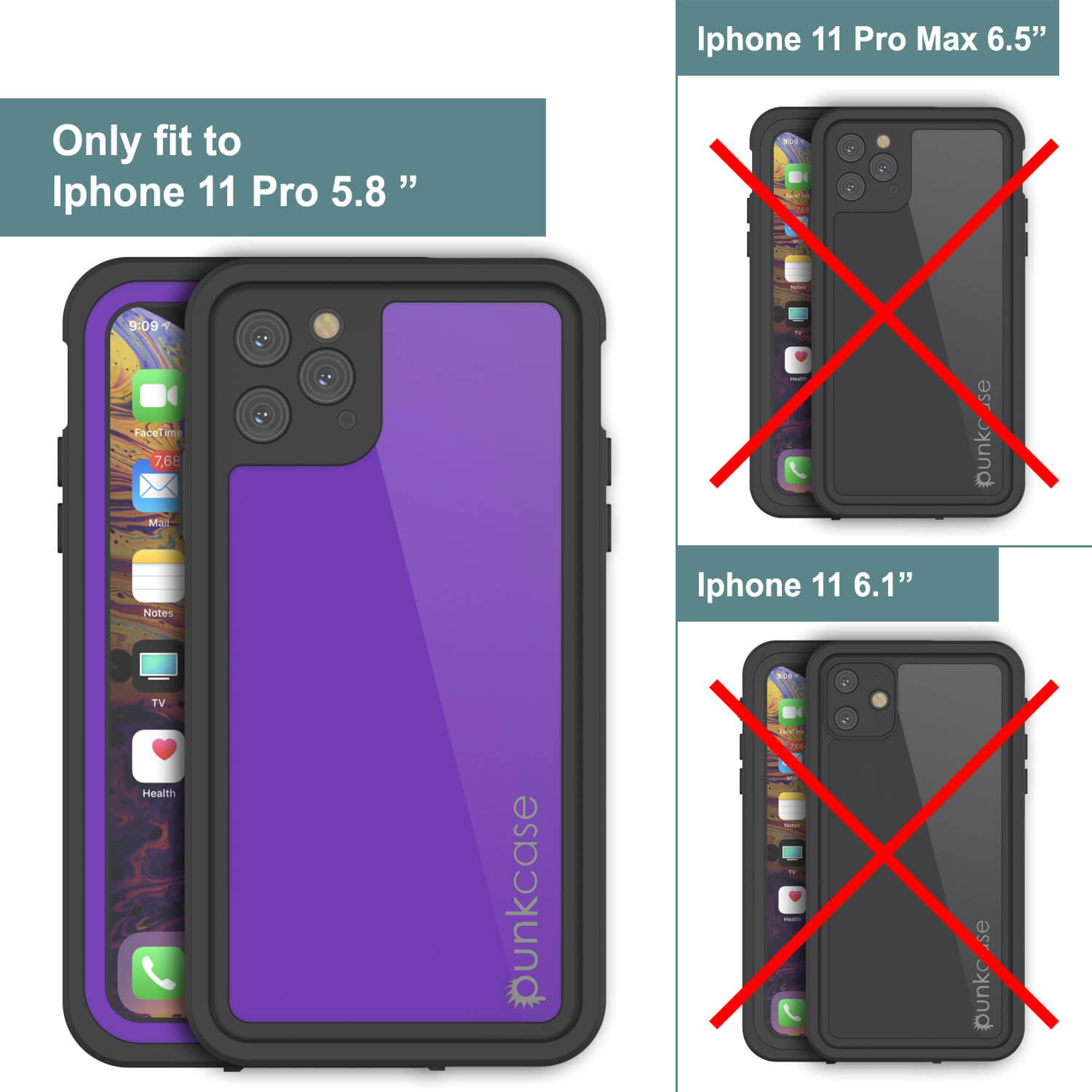 iPhone 11 Pro Max Waterproof IP68 Case, Punkcase [Purple] [StudStar Series] [Slim Fit] [Dirtproof]
