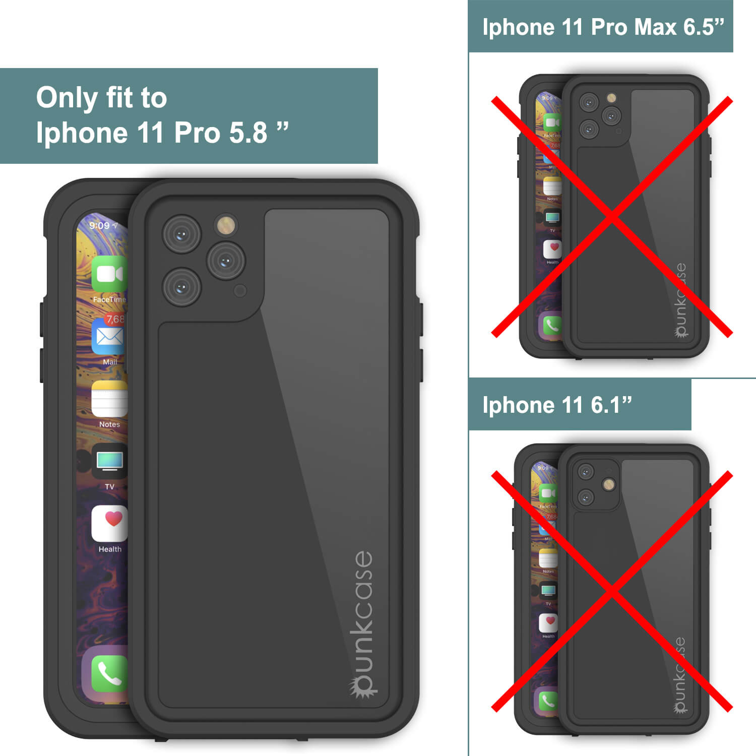 iPhone 11 Pro Waterproof IP68 Case, Punkcase [Black] [StudStar Series] [Slim Fit]