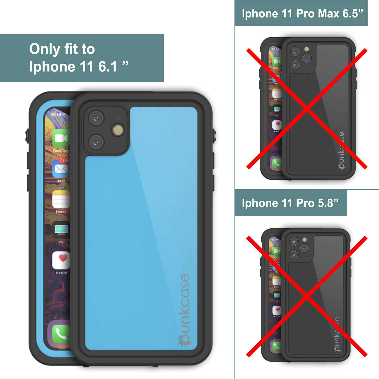 iPhone 11 IP68 Case, Punkcase [Light blue] [StudStar Series – punkcase