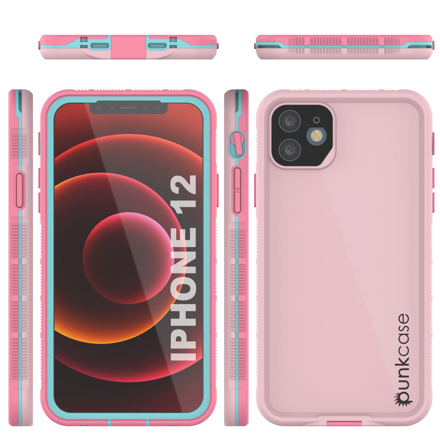 Punkcase iPhone 12 Waterproof Case [Aqua Series] Armor Cover [Pink]