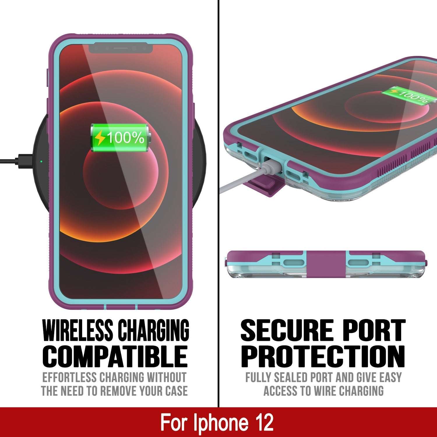 Punkcase iPhone 13 Waterproof Case [Aqua Series] Armor Cover [Clear Blue] [Clear Back]