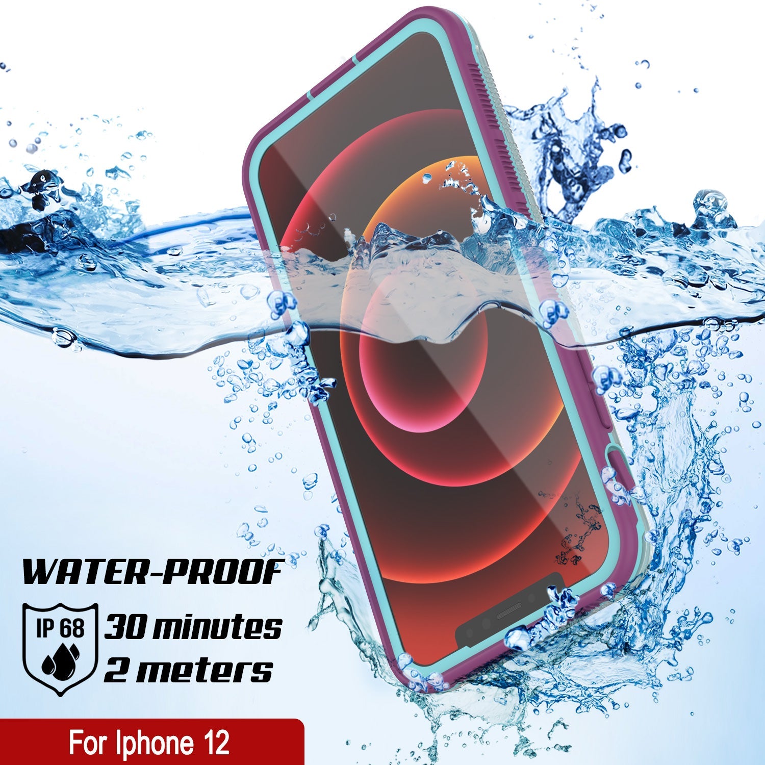 Punkcase iPhone 13 Waterproof Case [Aqua Series] Armor Cover [Clear Blue] [Clear Back]