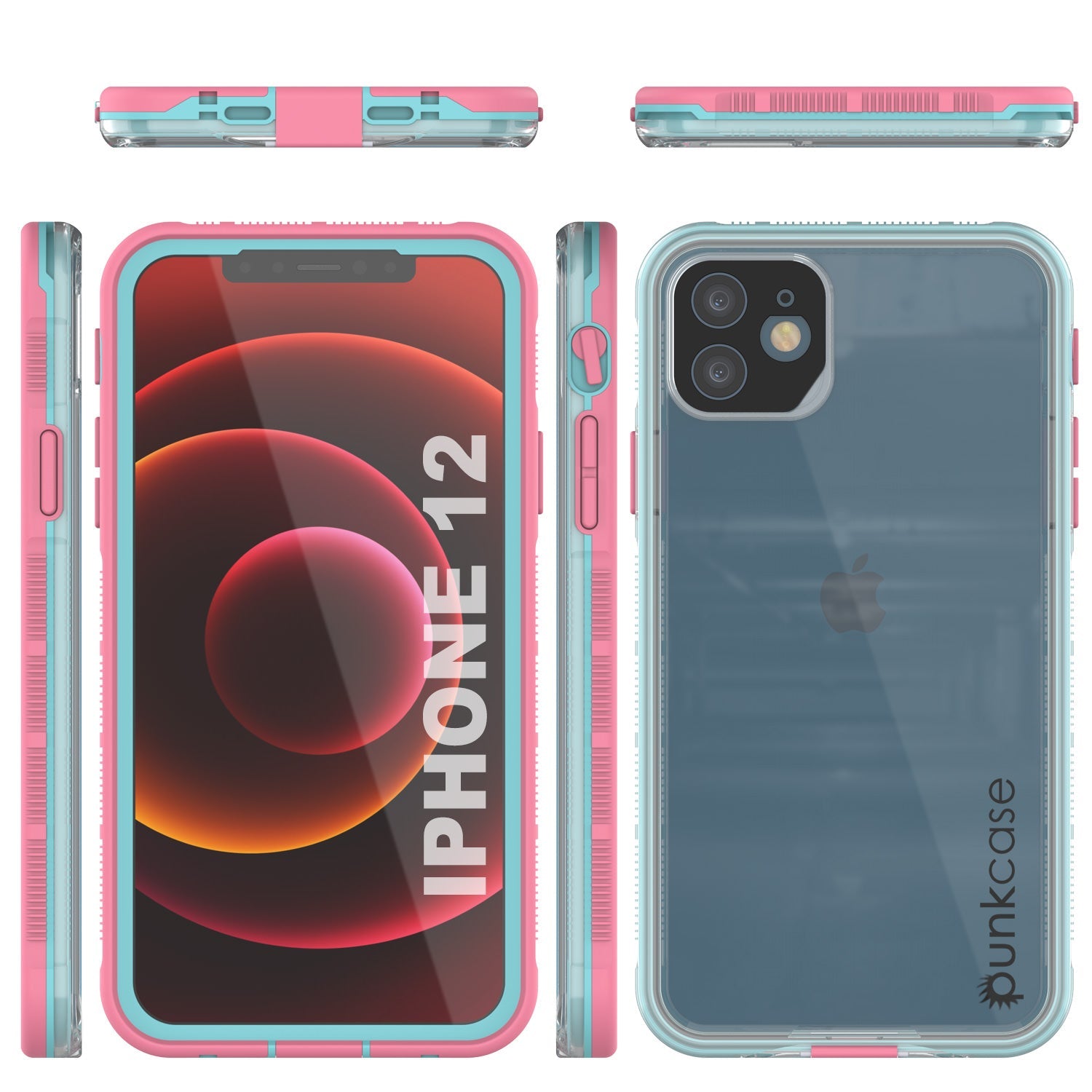Punkcase iPhone 13 Waterproof Case [Aqua Series] Armor Cover [Clear Pink] [Clear Back]