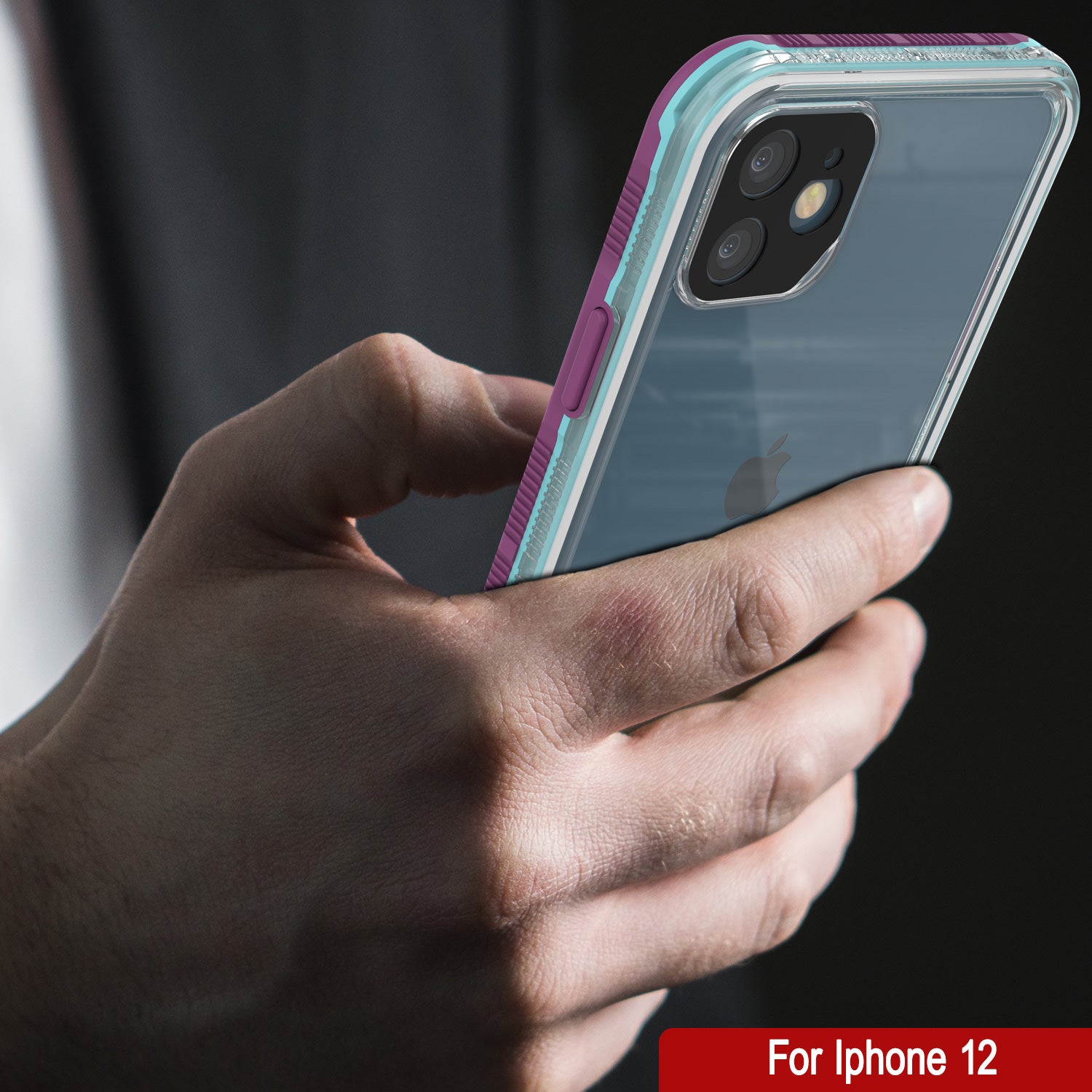 Punkcase iPhone 12 Waterproof Case [Aqua Series] Armor Cover [Clear Purple] [Clear Back]