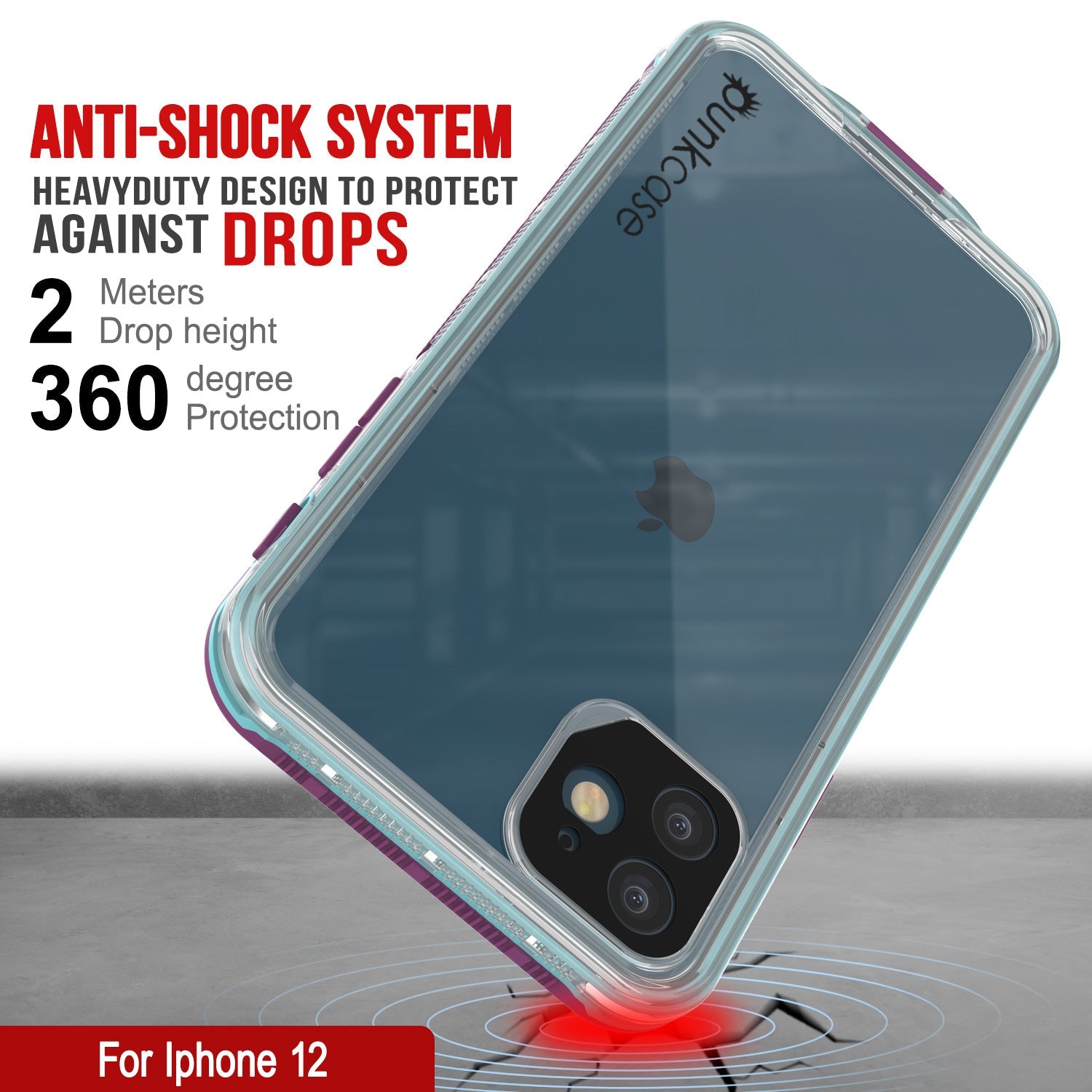 Punkcase iPhone 13 Waterproof Case [Aqua Series] Armor Cover [Clear Blue] [Clear Back]