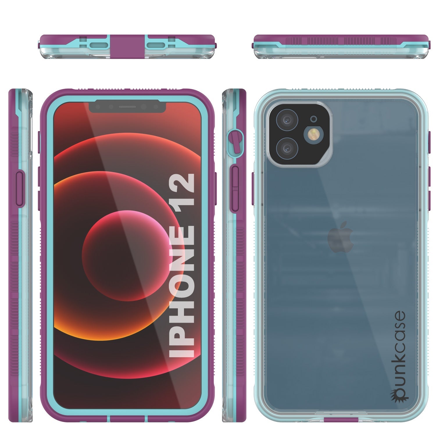 Punkcase iPhone 13 Waterproof Case [Aqua Series] Armor Cover [Clear Blue] [Clear Back]