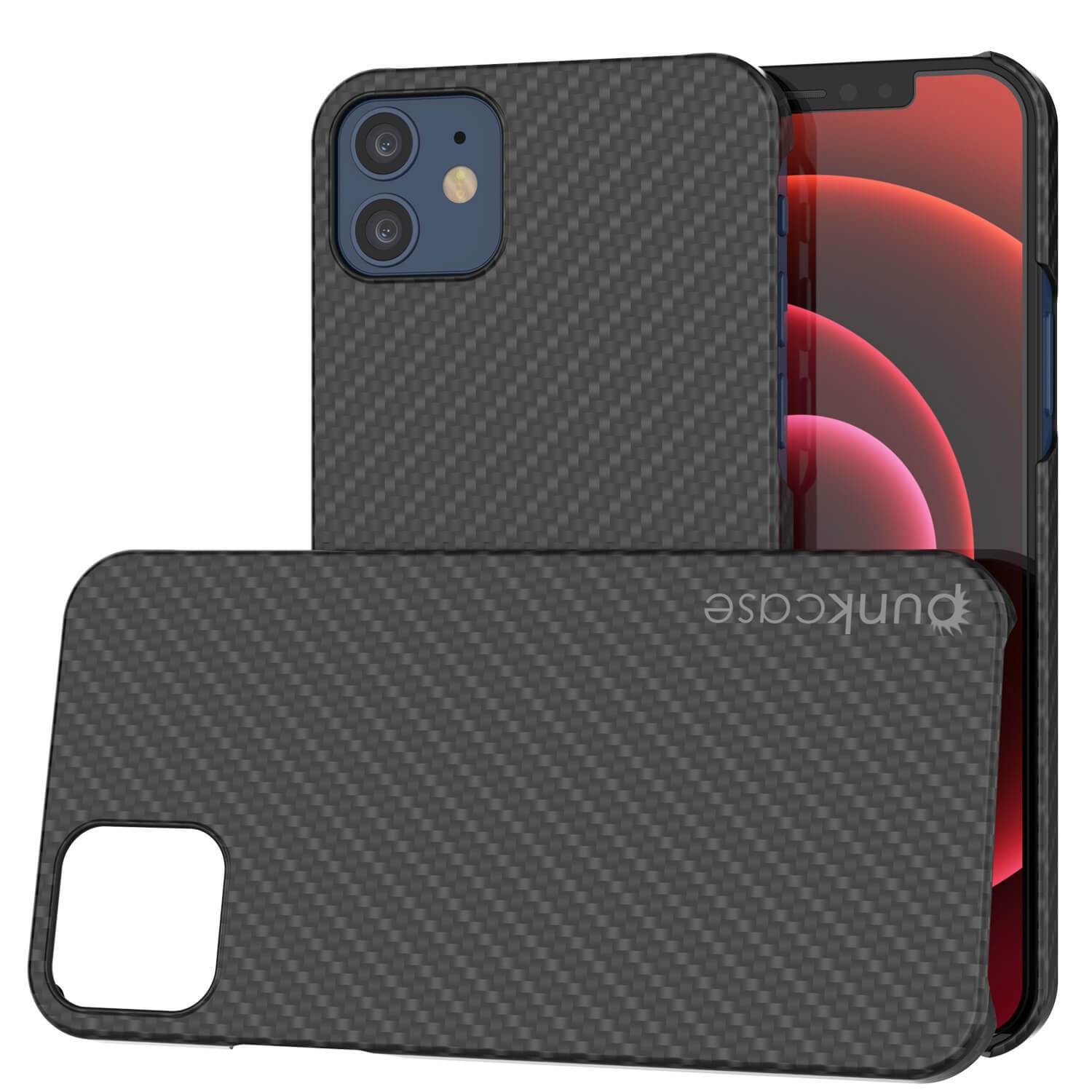 iPhone 12 Mini Case, Punkcase CarbonShield, Heavy Duty & Ultra Thin 2 Piece Dual Layer [shockproof]