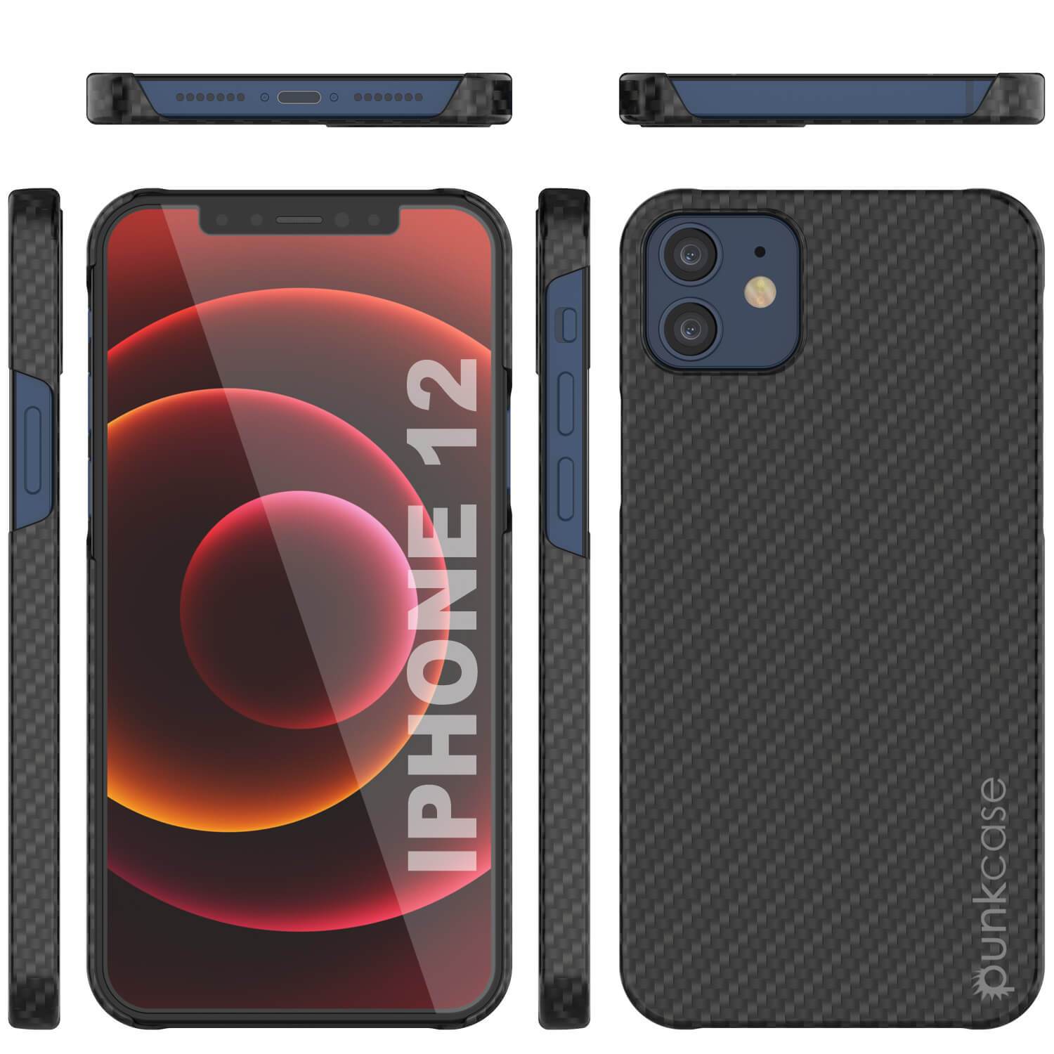iPhone 12 Mini Case, Punkcase CarbonShield, Heavy Duty & Ultra Thin 2 Piece Dual Layer [shockproof]