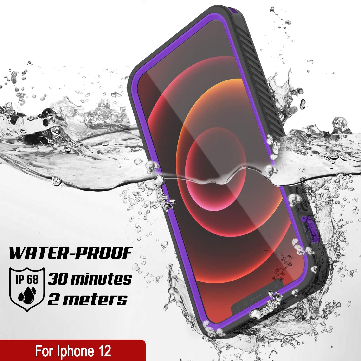 iPhone 12  Waterproof Case, Punkcase [Extreme Series] Armor Cover W/ Built In Screen Protector [Purple]