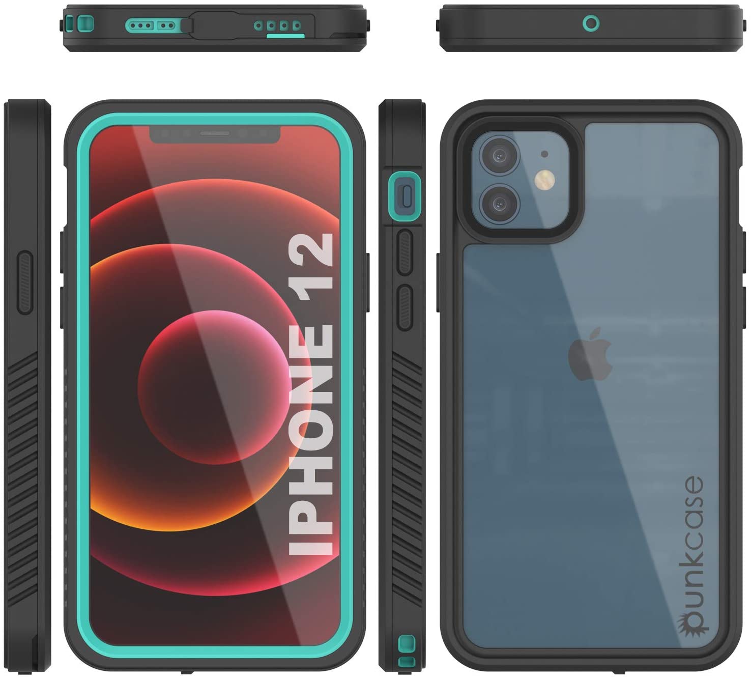 iPhone 12  Waterproof Case, Punkcase [Extreme Series] Armor Cover W/ Built In Screen Protector [Teal]