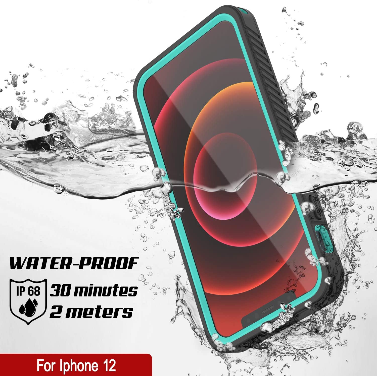 iPhone 12  Waterproof Case, Punkcase [Extreme Series] Armor Cover W/ Built In Screen Protector [Teal]