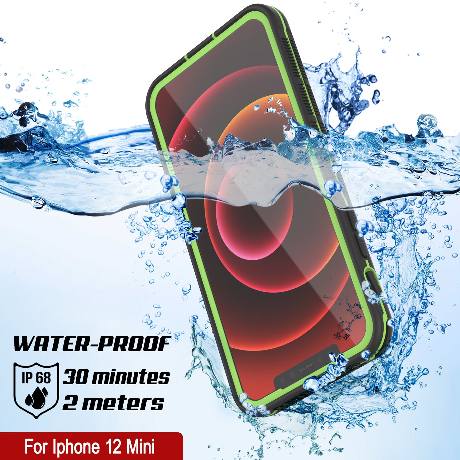 Punkcase iPhone 12 Mini Waterproof Case [Aqua Series] Armor Cover [Black]