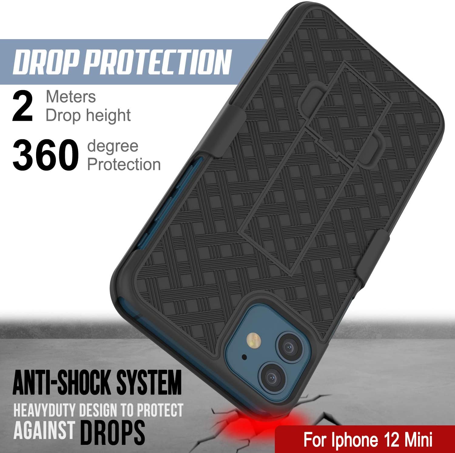 Black iPhone 12 Mini Case with Screen Protector Punkcase – punkcase