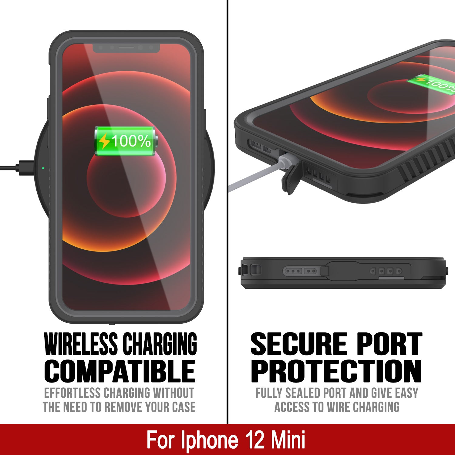 iPhone 12 Mini Waterproof Case, Punkcase [Extreme Series] Armor Cover W/ Built In Screen Protector [Black]