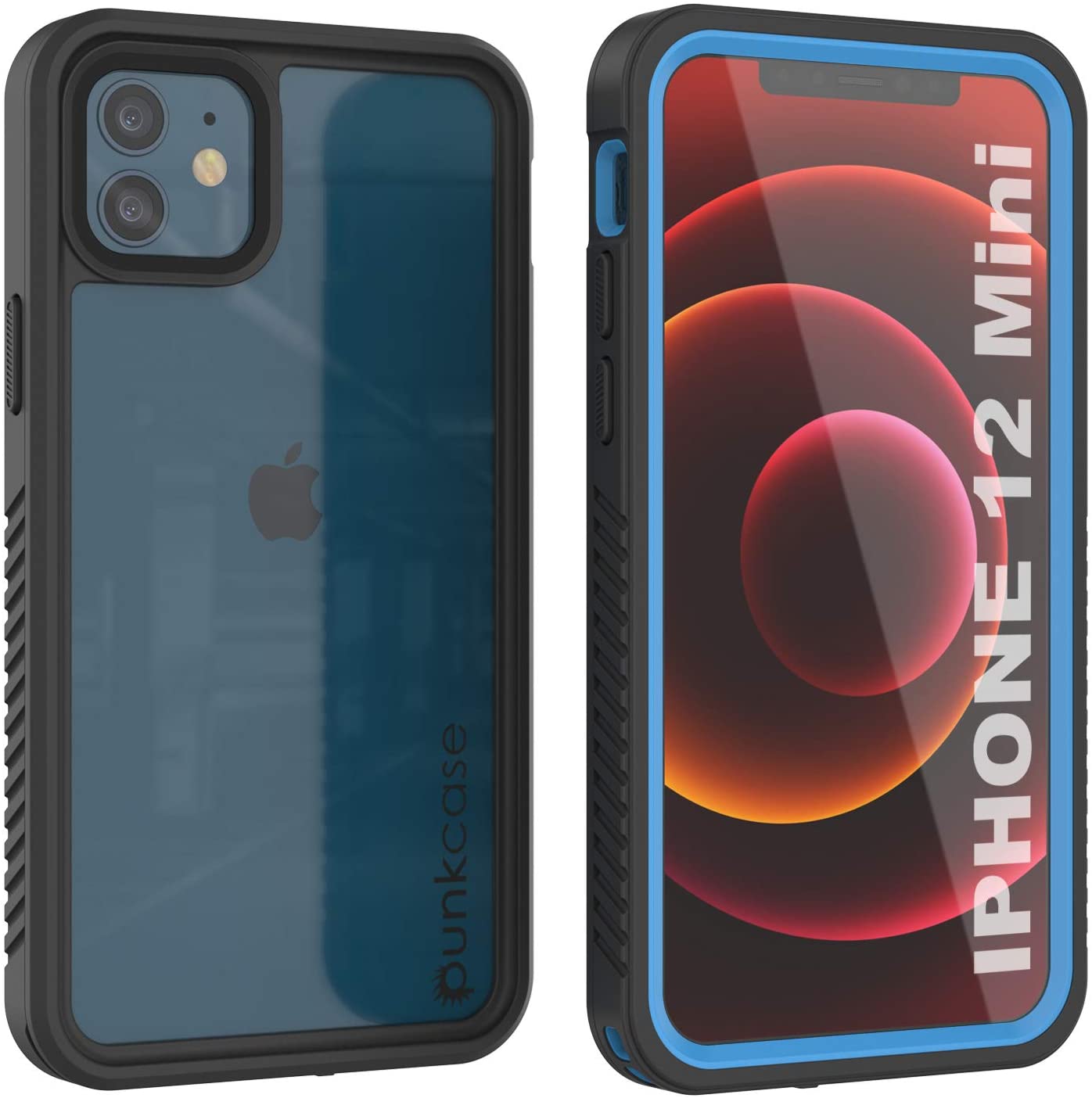iPhone 12 Mini Waterproof Case, Punkcase [Extreme Series] Armor Cover W/ Built In Screen Protector [Light Blue]