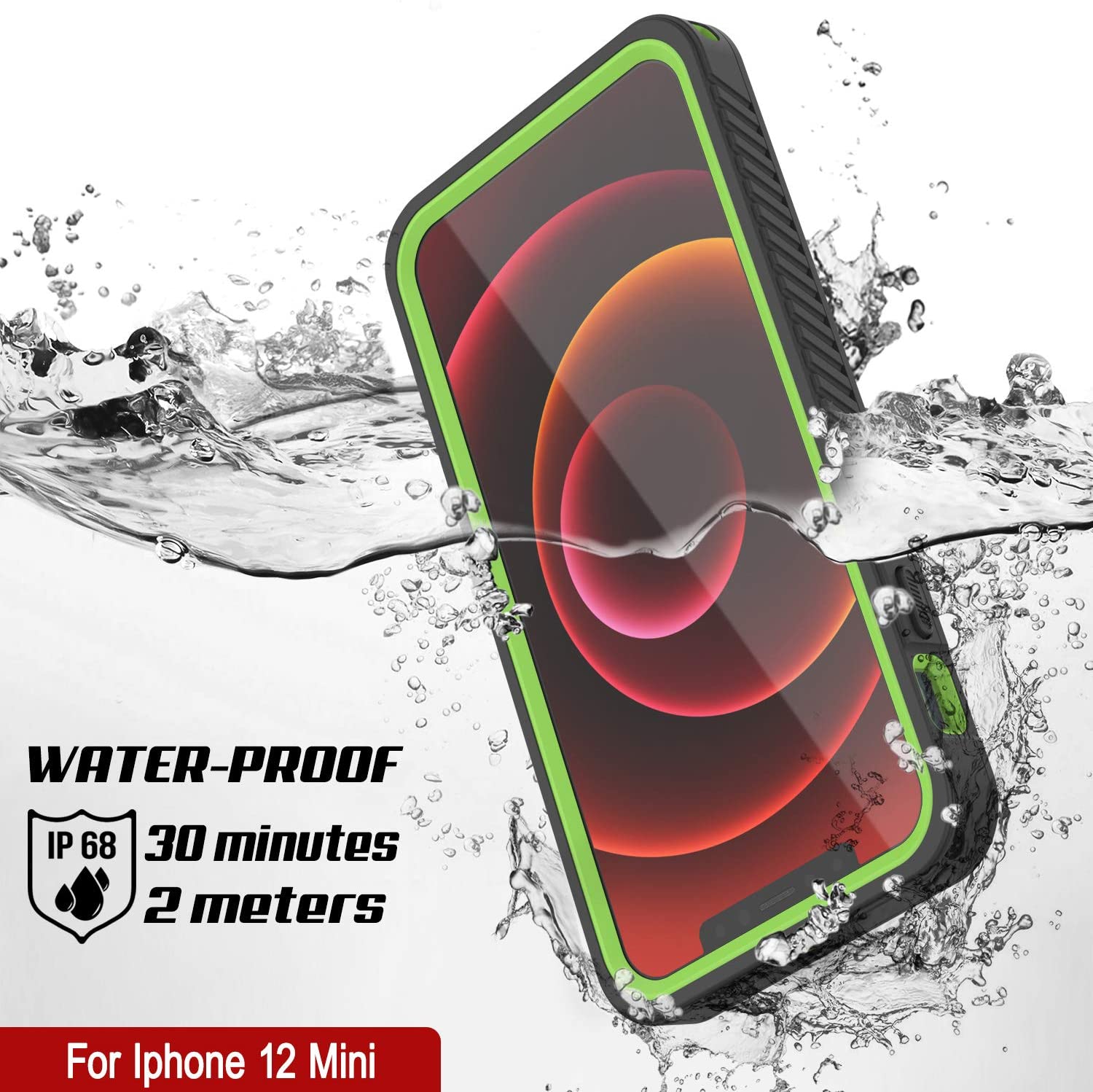 iPhone 12 Mini Waterproof Case, Punkcase [Extreme Series] Armor Cover W/ Built In Screen Protector [Light Green]