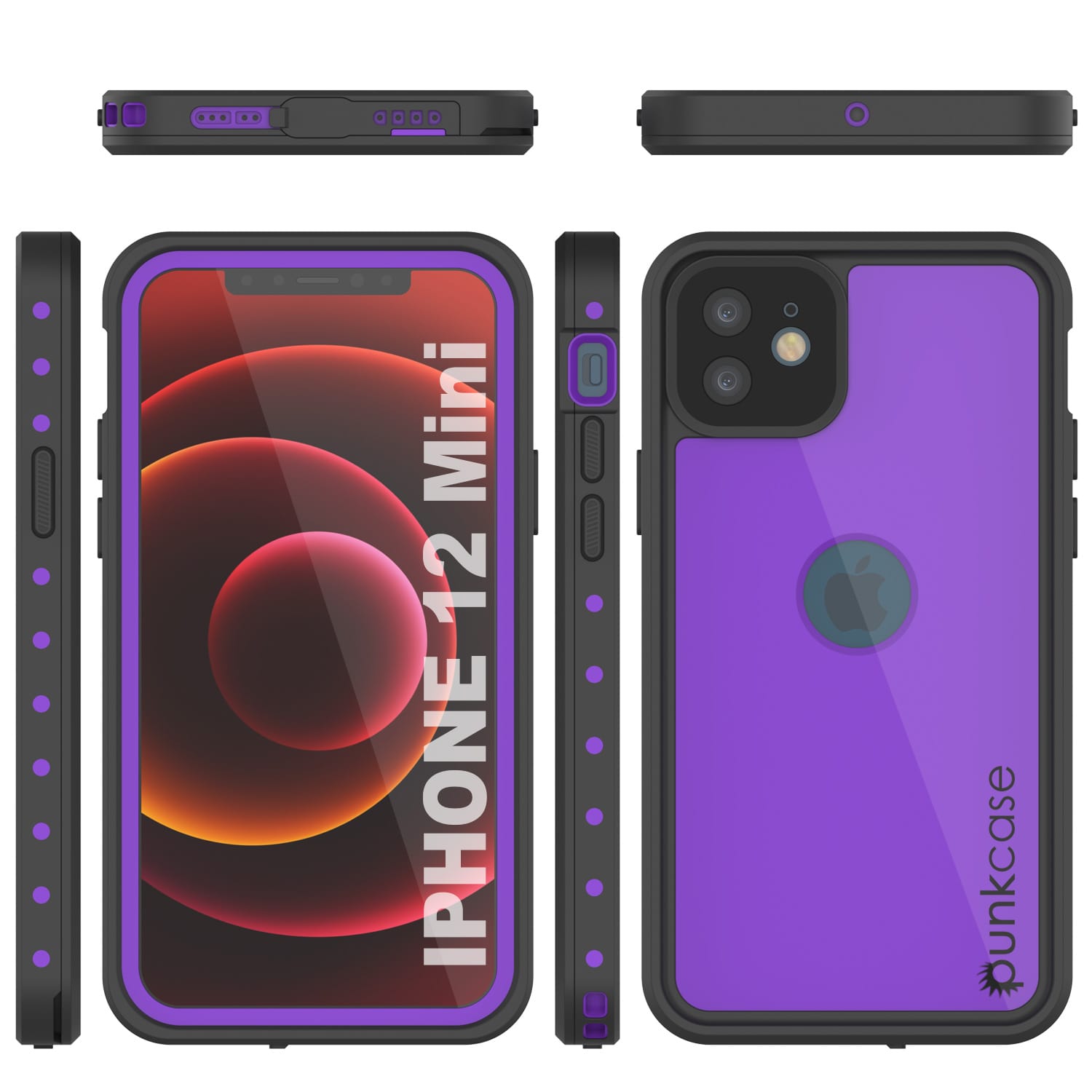 [2 Pack] Punkcase for iPhone 12 Mini Camera Protector Ring [Purple]