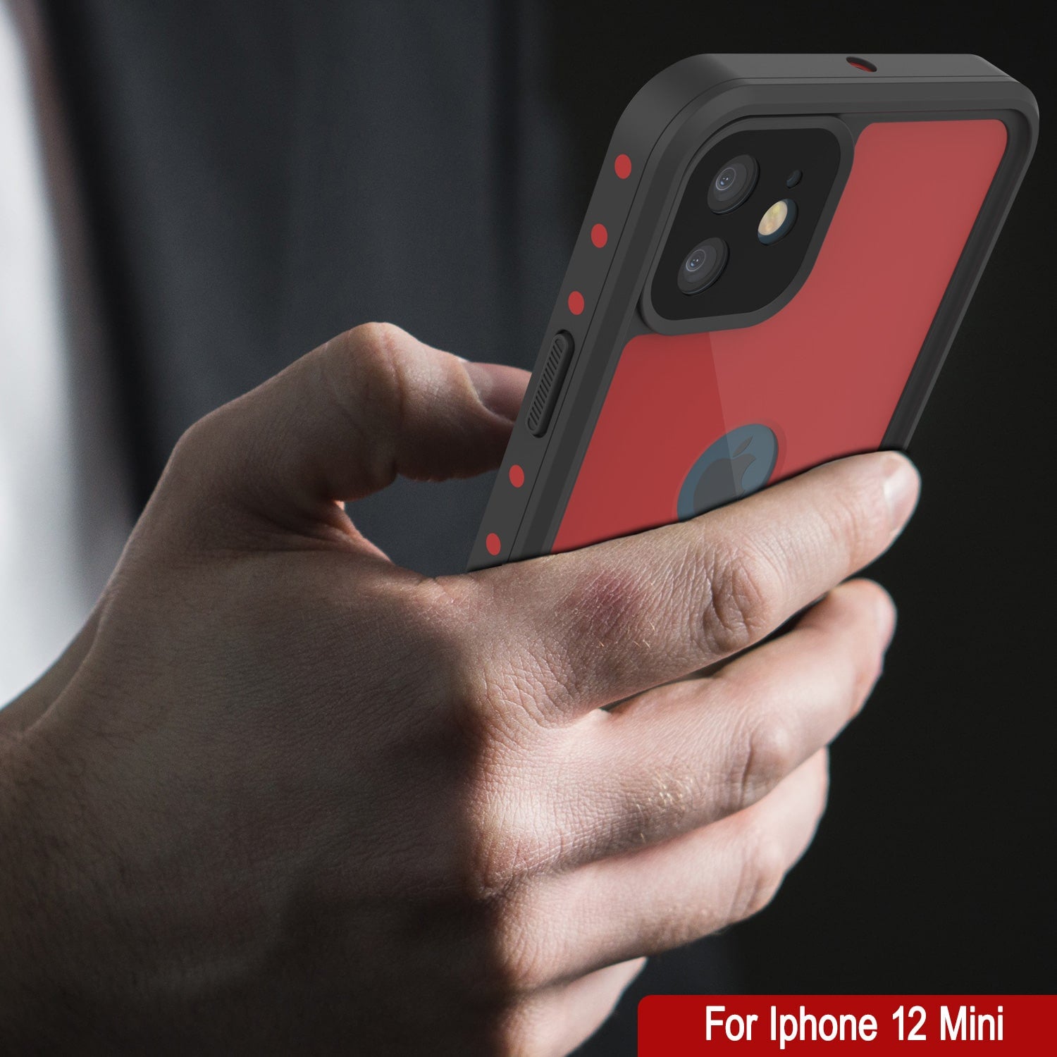 iPhone 12 Mini Waterproof IP68 Case, Punkcase [Red] [StudStar Series] [Slim Fit]