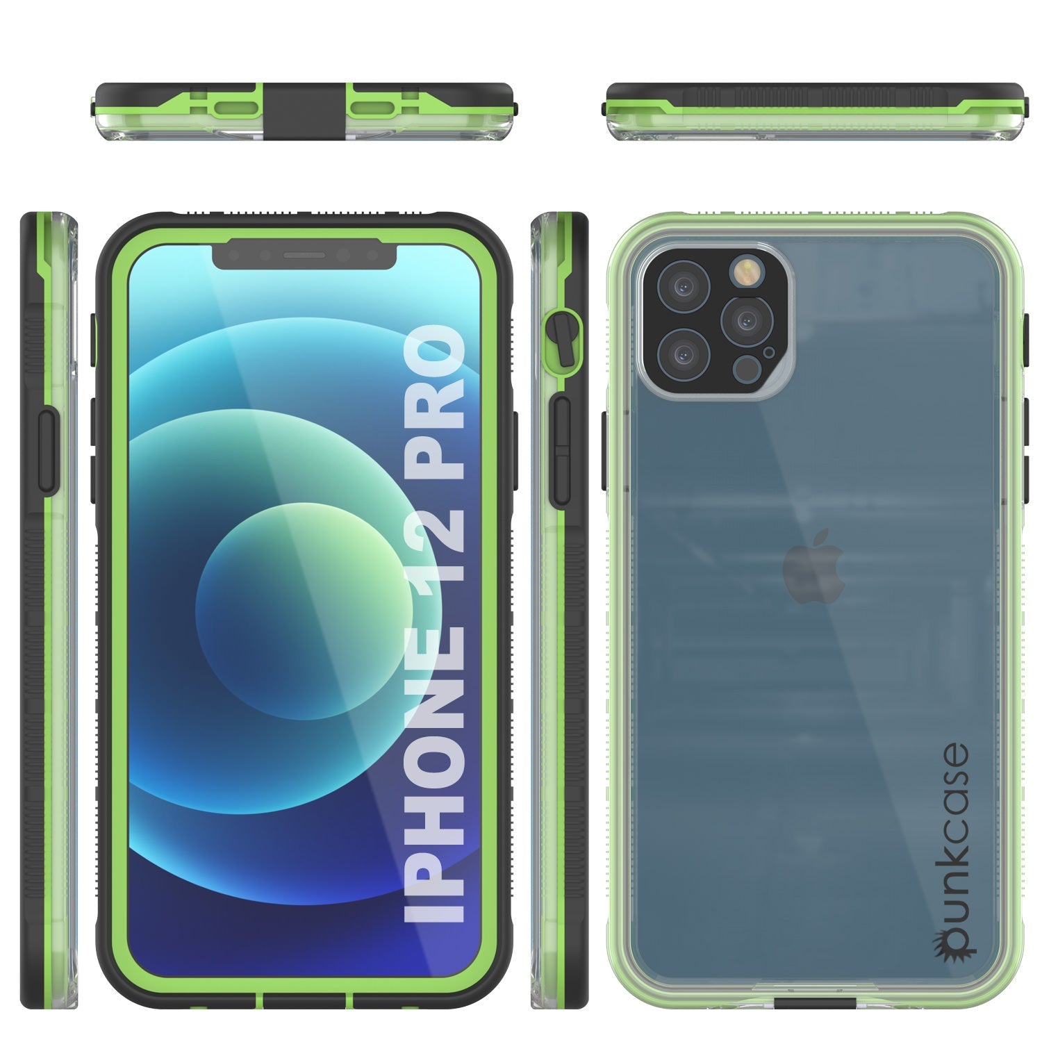 Punkcase iPhone 13 Pro Waterproof Case [Aqua Series] Armor Cover [Clear Black] [Clear Back]