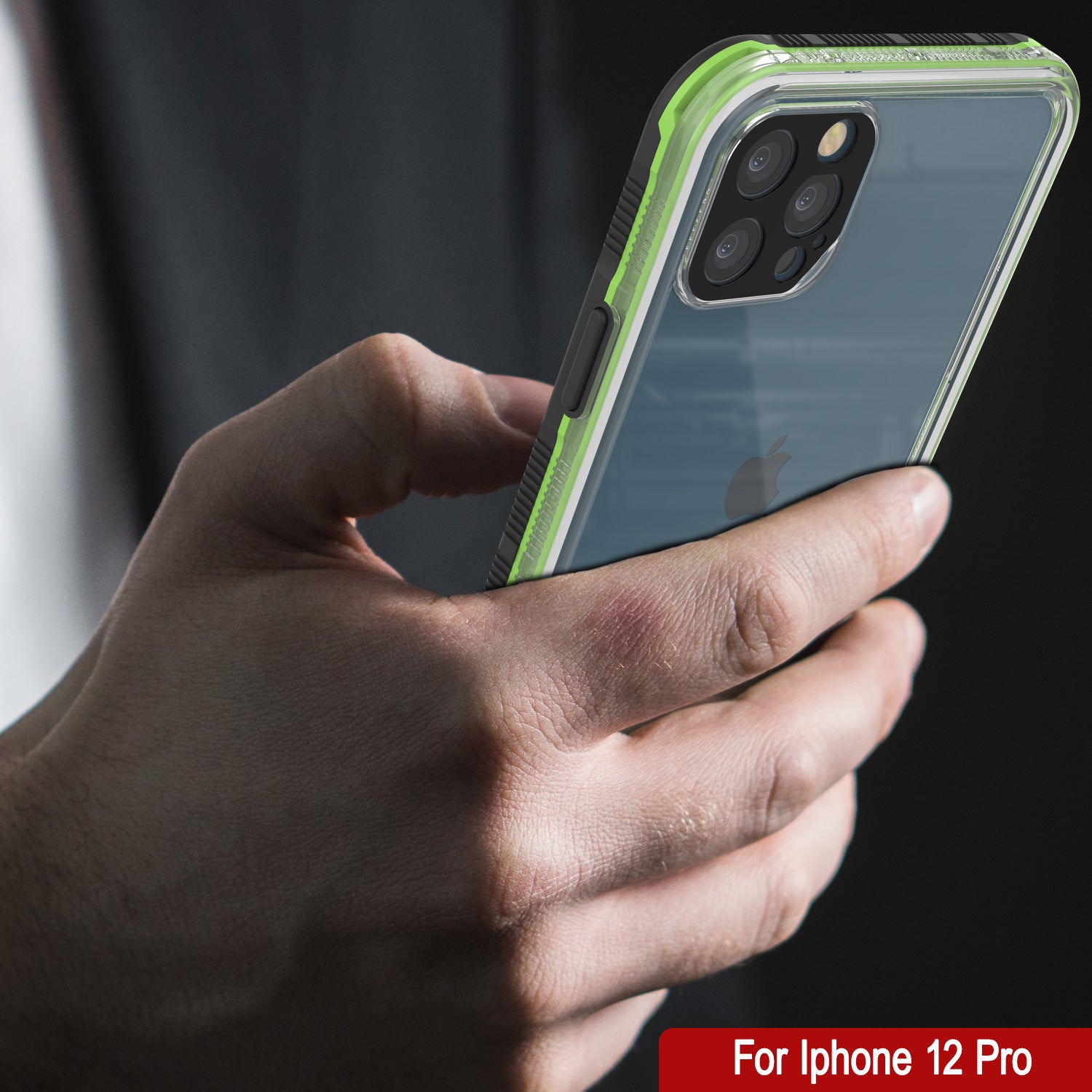 Punkcase iPhone 12 Pro Waterproof Case [Aqua Series] Armor Cover [Clear Black] [Clear Back]