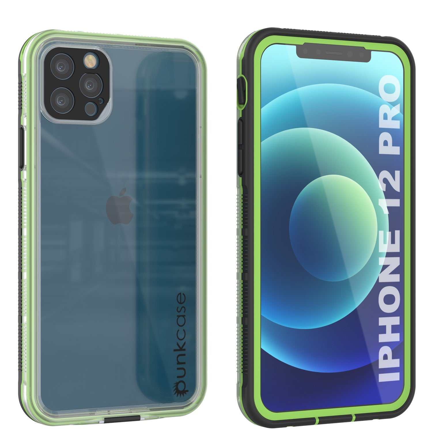 Punkcase iPhone 13 Pro Waterproof Case [Aqua Series] Armor Cover [Clear Black] [Clear Back]